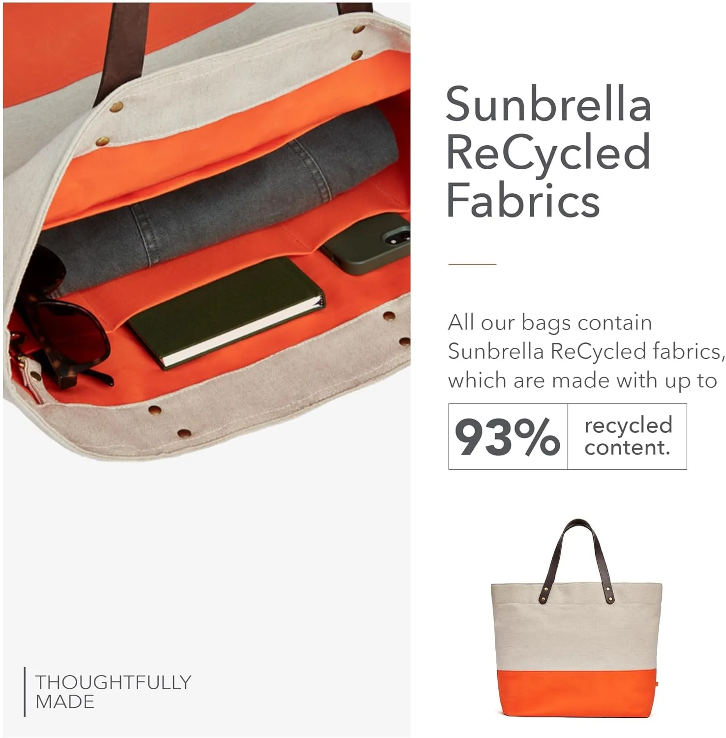 Sunbrella 1961 Tote Bag | Durable, Water & Stain Resistant | Fits 13" Laptop | Recycled Material | For Business & Travel | Sunset