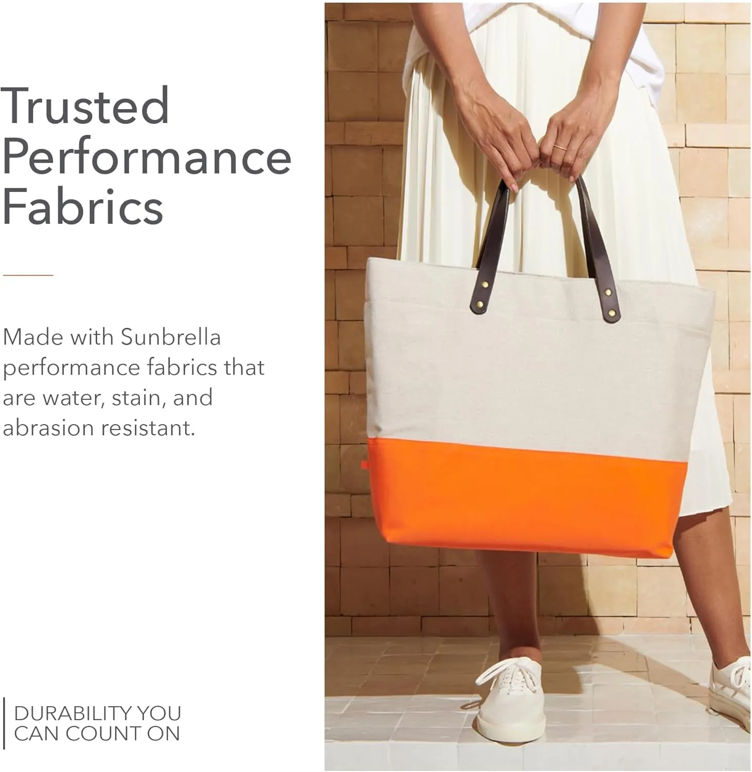 Sunbrella 1961 Tote Bag | Durable, Water & Stain Resistant | Fits 13" Laptop | Recycled Material | For Business & Travel | Sunset