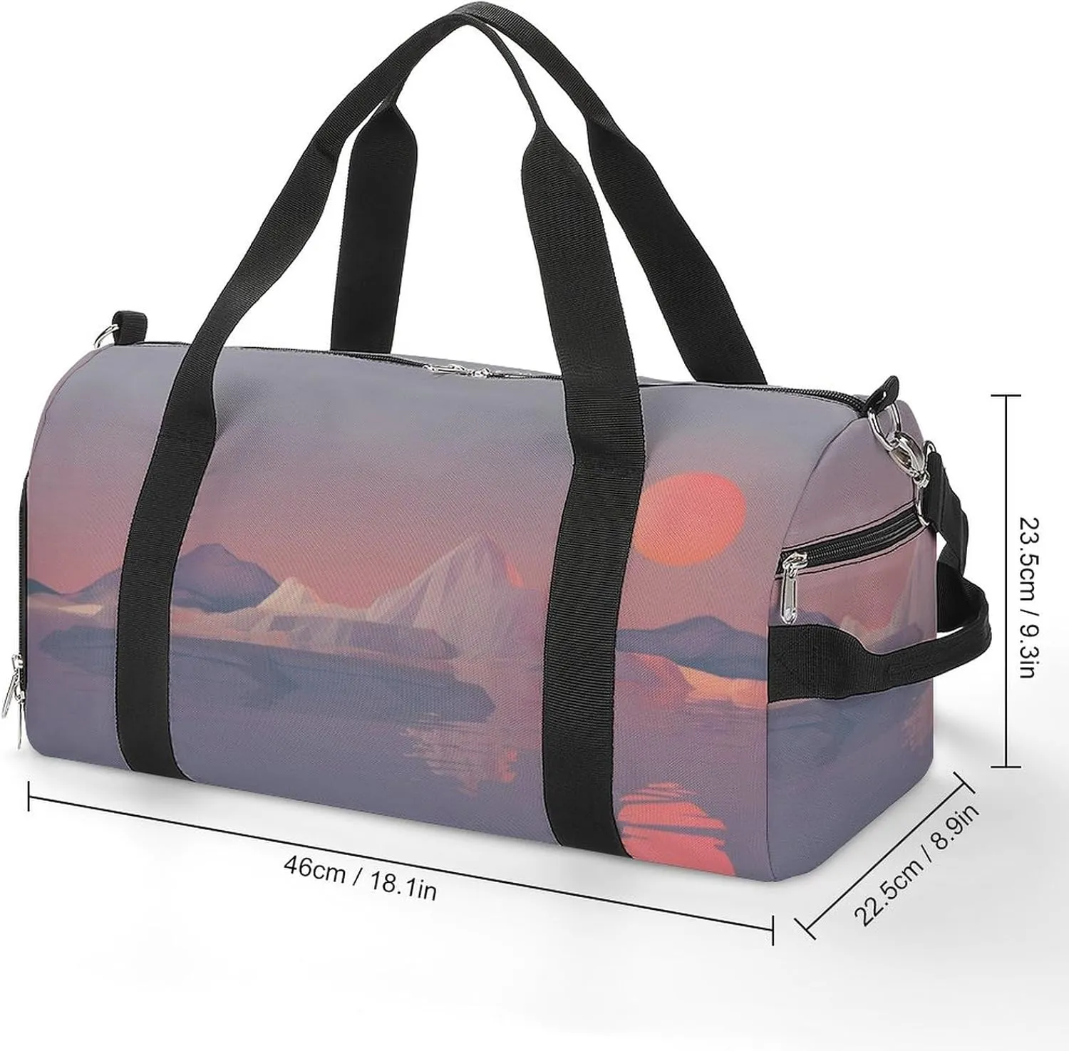 Sundown on Ice Sports Tote Gym Bag for Women Men, Overnight Bag with Shoe Compartment Water Resistant
