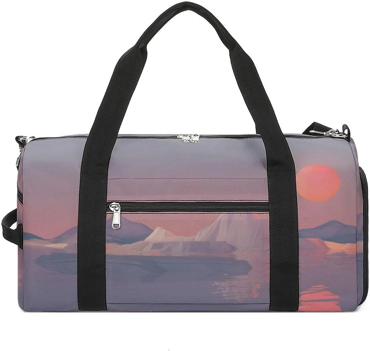 Sundown on Ice Sports Tote Gym Bag for Women Men, Overnight Bag with Shoe Compartment Water Resistant