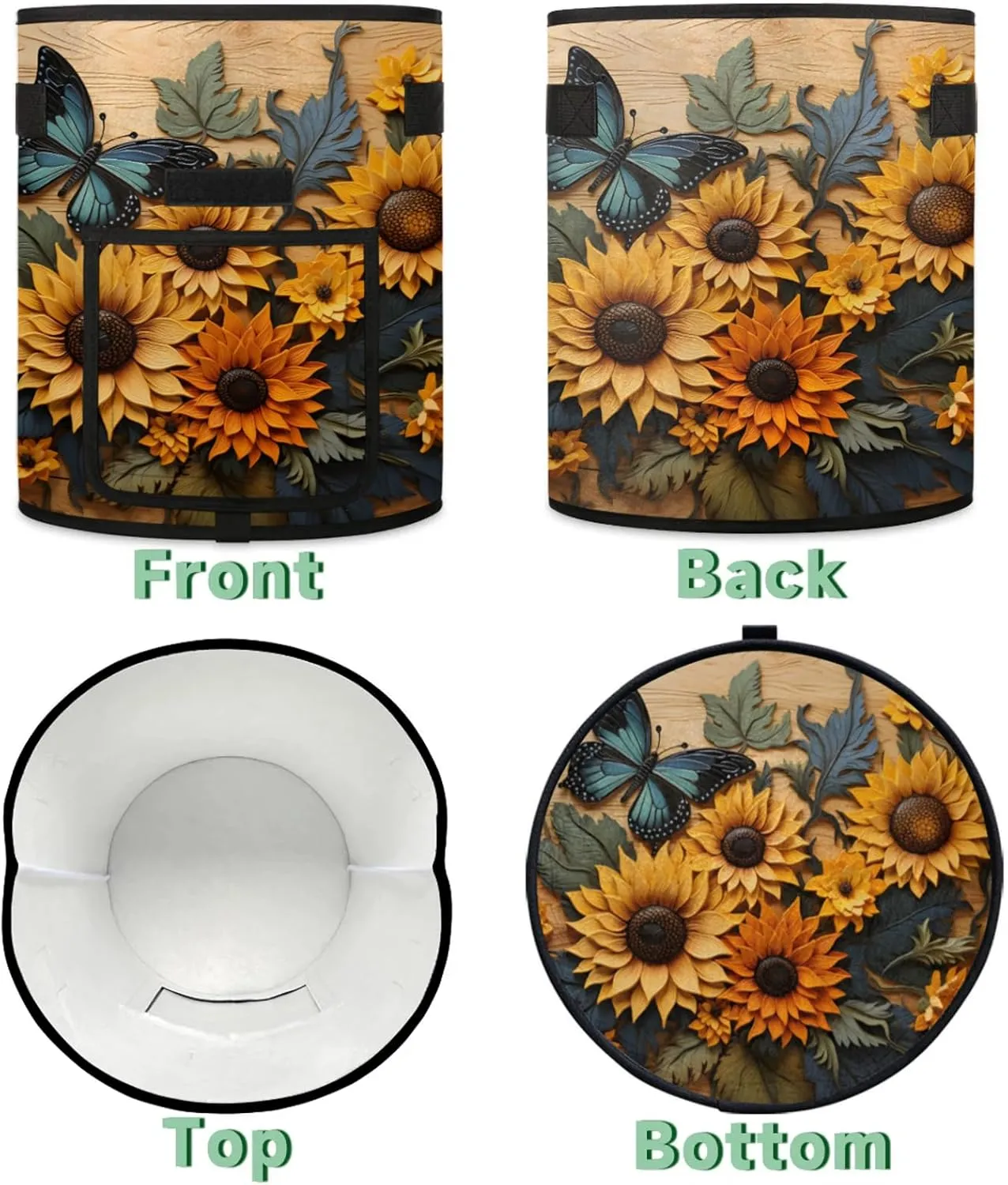 Sunflower Flowers Grow Bags 7 Gallon Thickened Nonwoven Plant Pot Vegetables Potato Fruit Plant Grow Bag with Handle Garden Plant Bag Outdoor 2 Pack