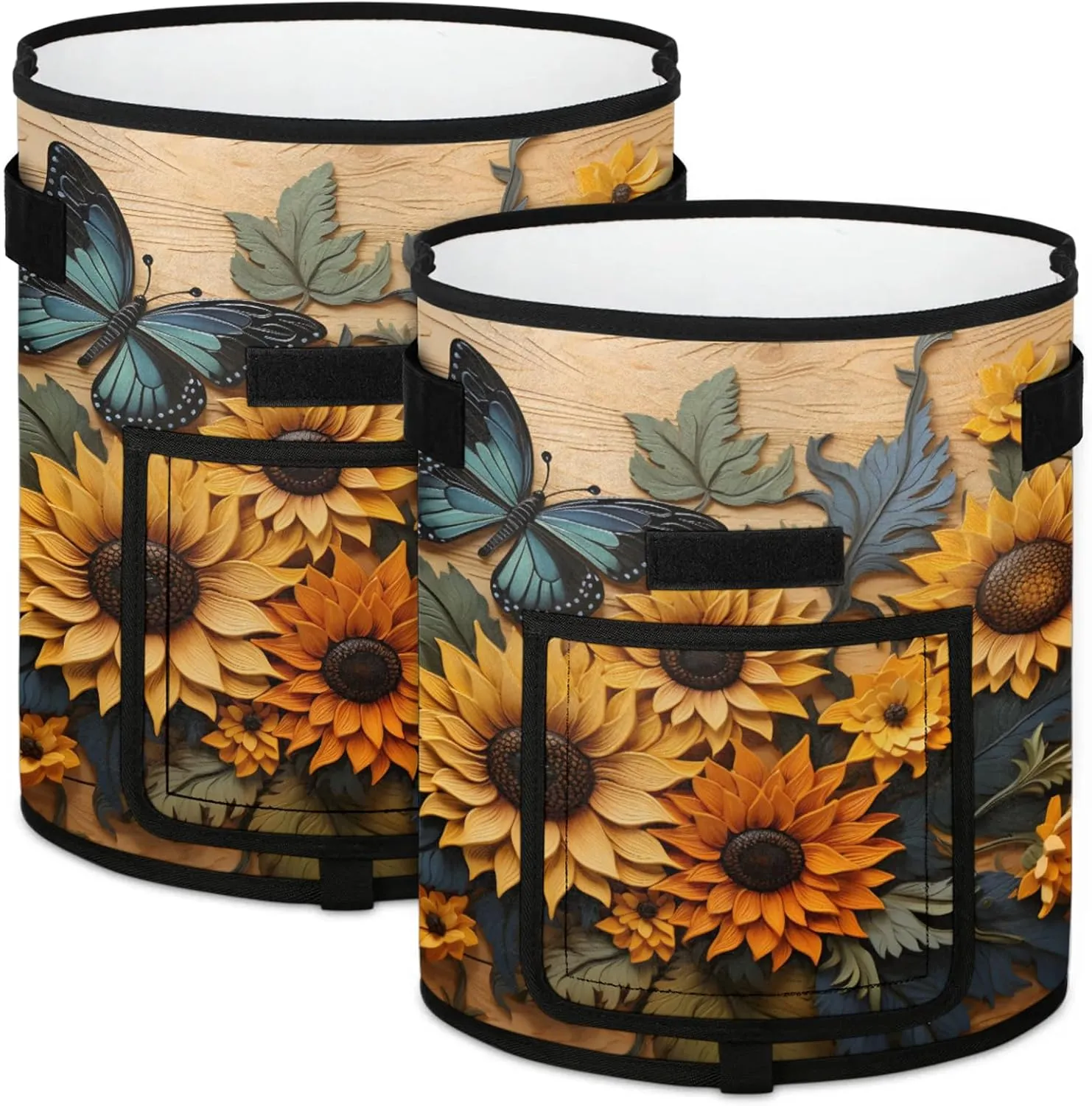 Sunflower Flowers Grow Bags 7 Gallon Thickened Nonwoven Plant Pot Vegetables Potato Fruit Plant Grow Bag with Handle Garden Plant Bag Outdoor 2 Pack