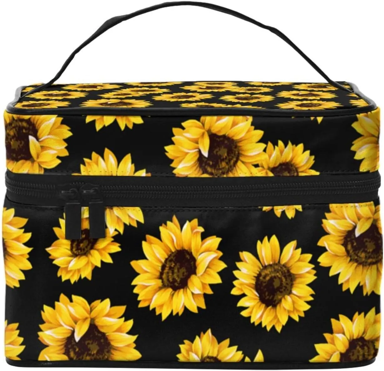 Sunflower Travel Makeup Bag for Women Large Cosmetic Bags Portable Makeup Organizer Bag Vacation Toiletry Bag Girls Makeup Storage Case