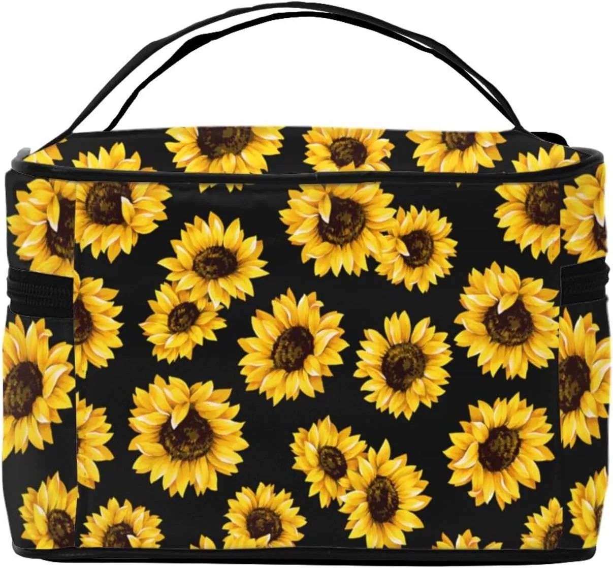 Sunflower Travel Makeup Bag for Women Large Cosmetic Bags Portable Makeup Organizer Bag Vacation Toiletry Bag Girls Makeup Storage Case