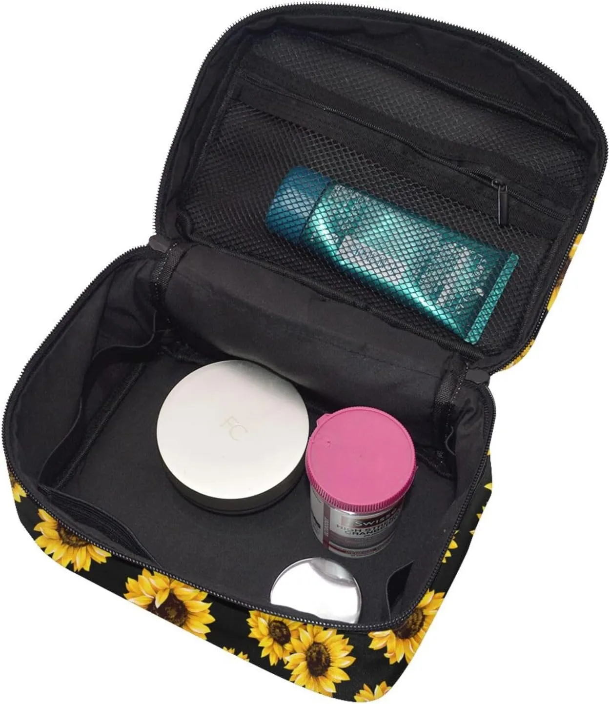 Sunflower Travel Makeup Bag for Women Large Cosmetic Bags Portable Makeup Organizer Bag Vacation Toiletry Bag Girls Makeup Storage Case