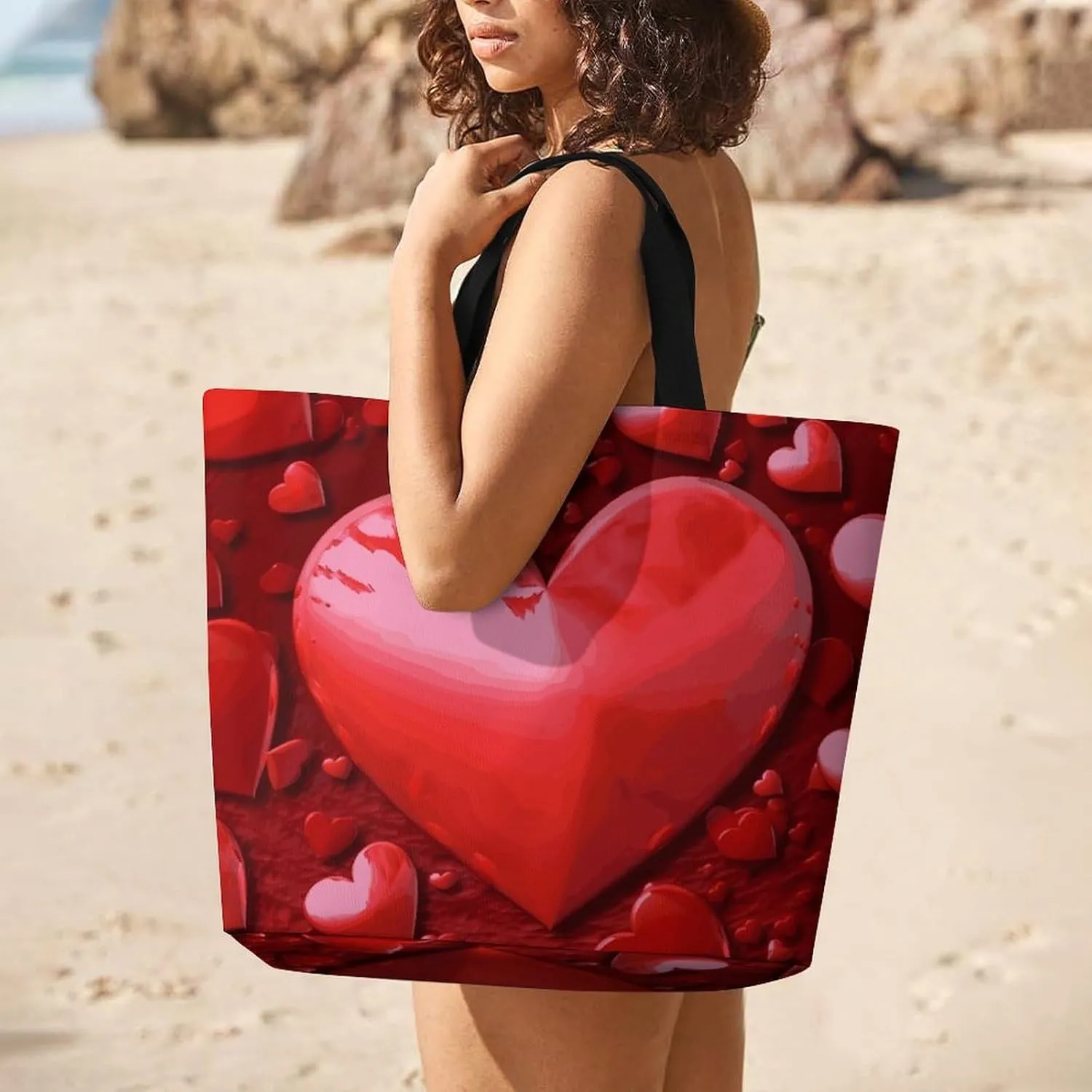 Sunset Dolphin Tote Bag for Women Reusable Grocery Shoulder Bags Shopping Bag for Travel, Groceries