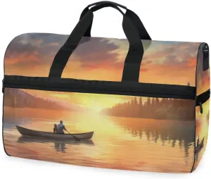 Sunset Lake Travel Duffel Bag Luggage Sports Gym Bags With Shoes Compartment Large Capacity Lightweight Duffle Bag For Men Women