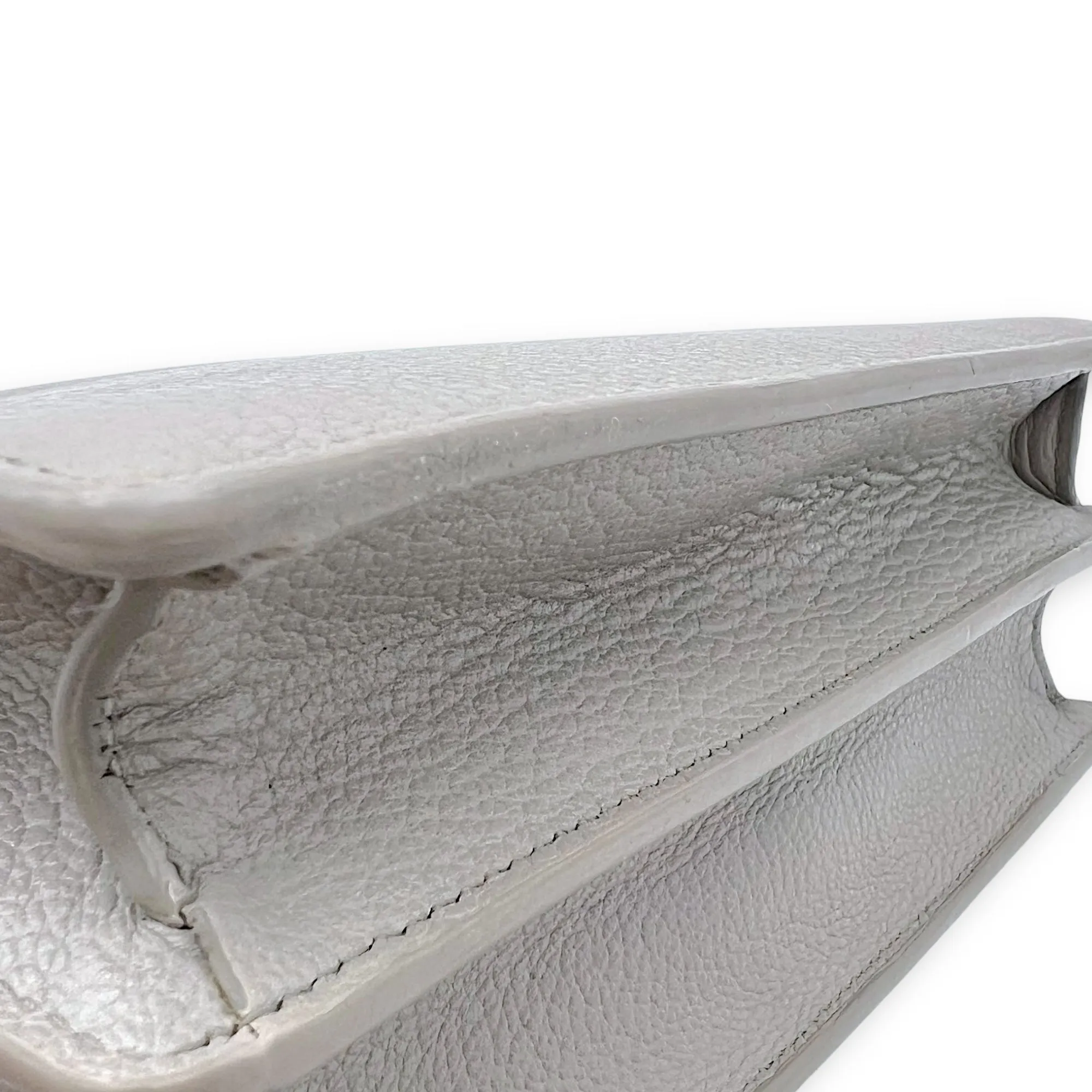 Sunset Medium Grey Shoulder Bag in Calfskin, Silver hardware