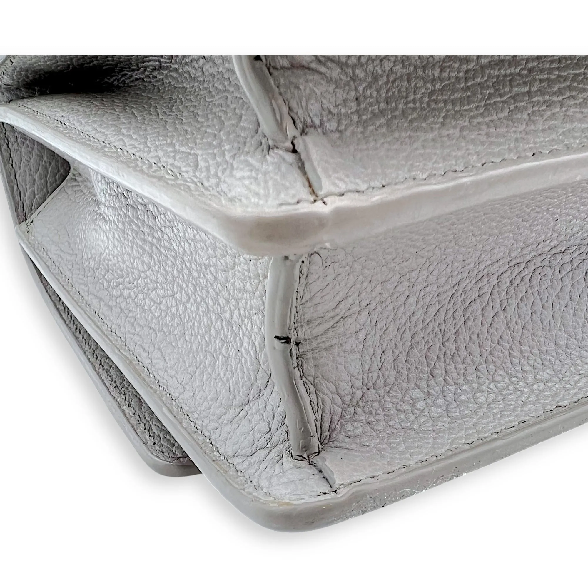 Sunset Medium Grey Shoulder Bag in Calfskin, Silver hardware
