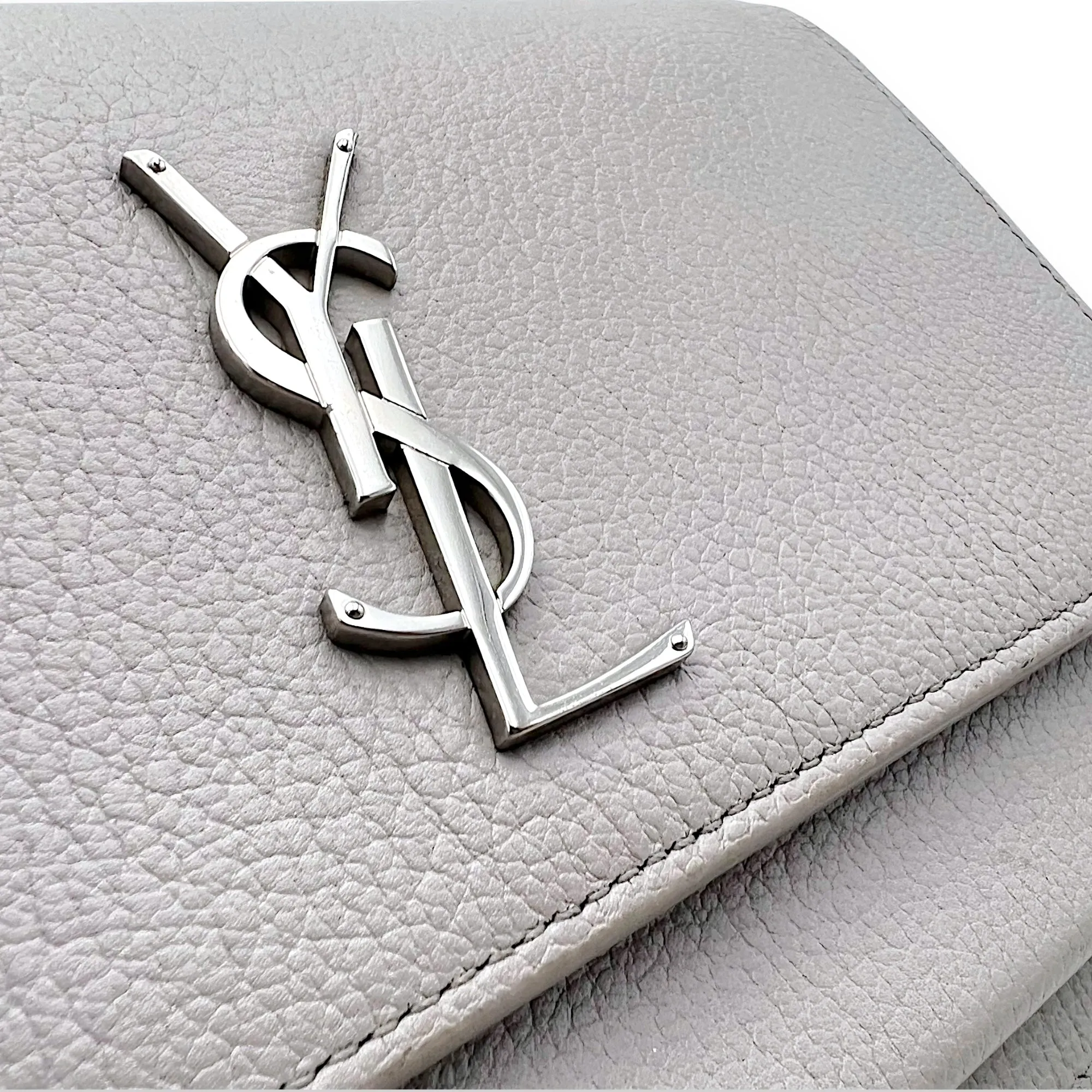 Sunset Medium Grey Shoulder Bag in Calfskin, Silver hardware