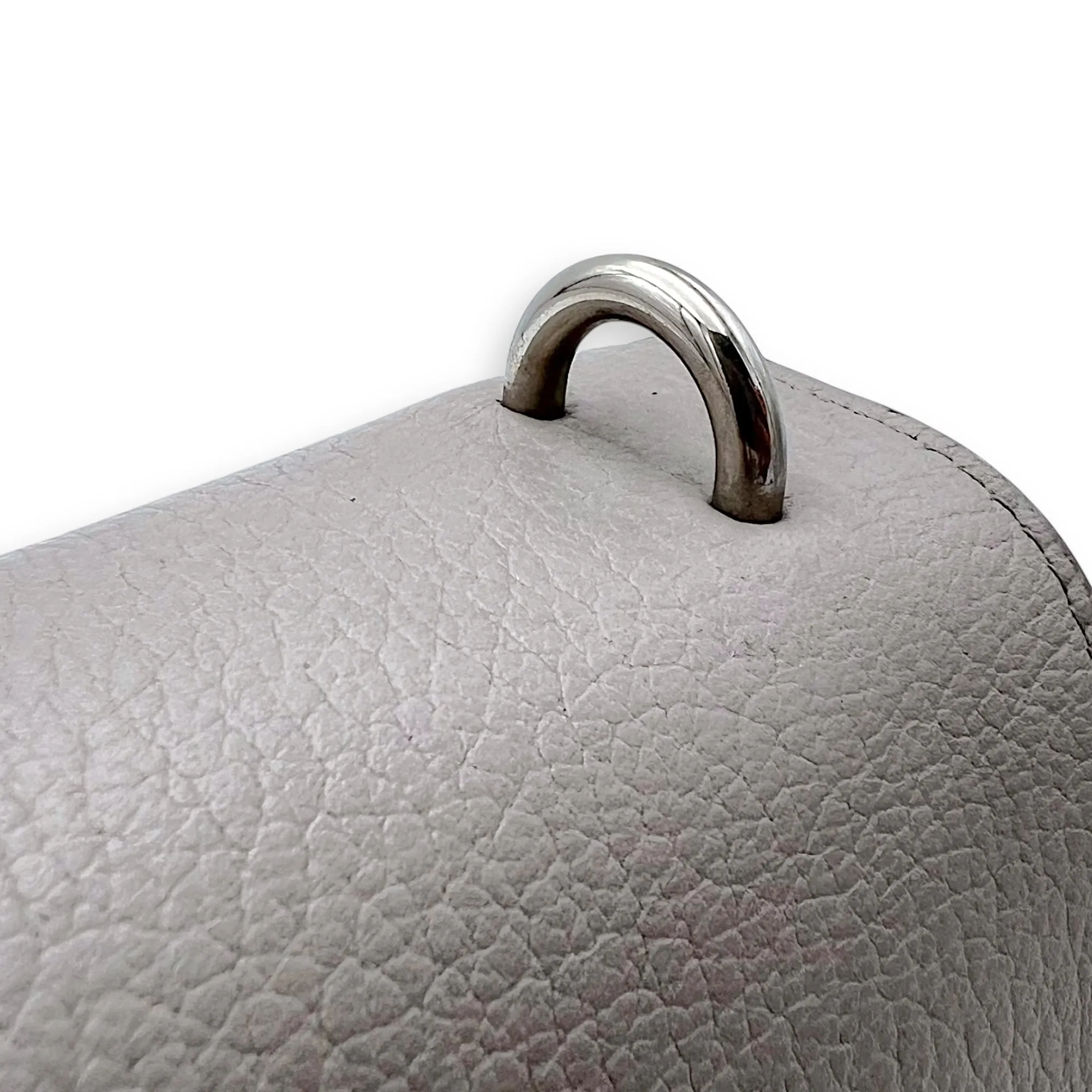 Sunset Medium Grey Shoulder Bag in Calfskin, Silver hardware