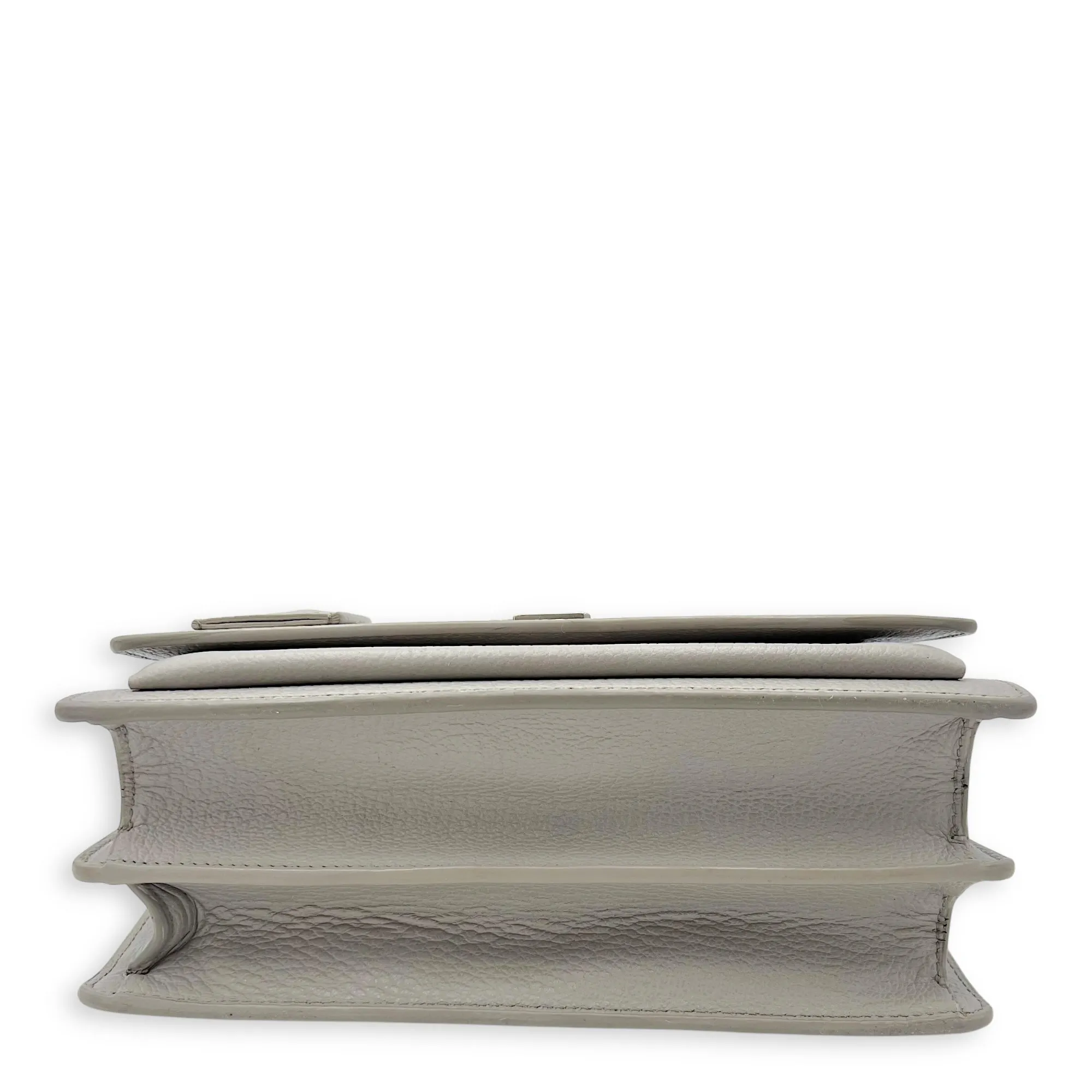 Sunset Medium Grey Shoulder Bag in Calfskin, Silver hardware