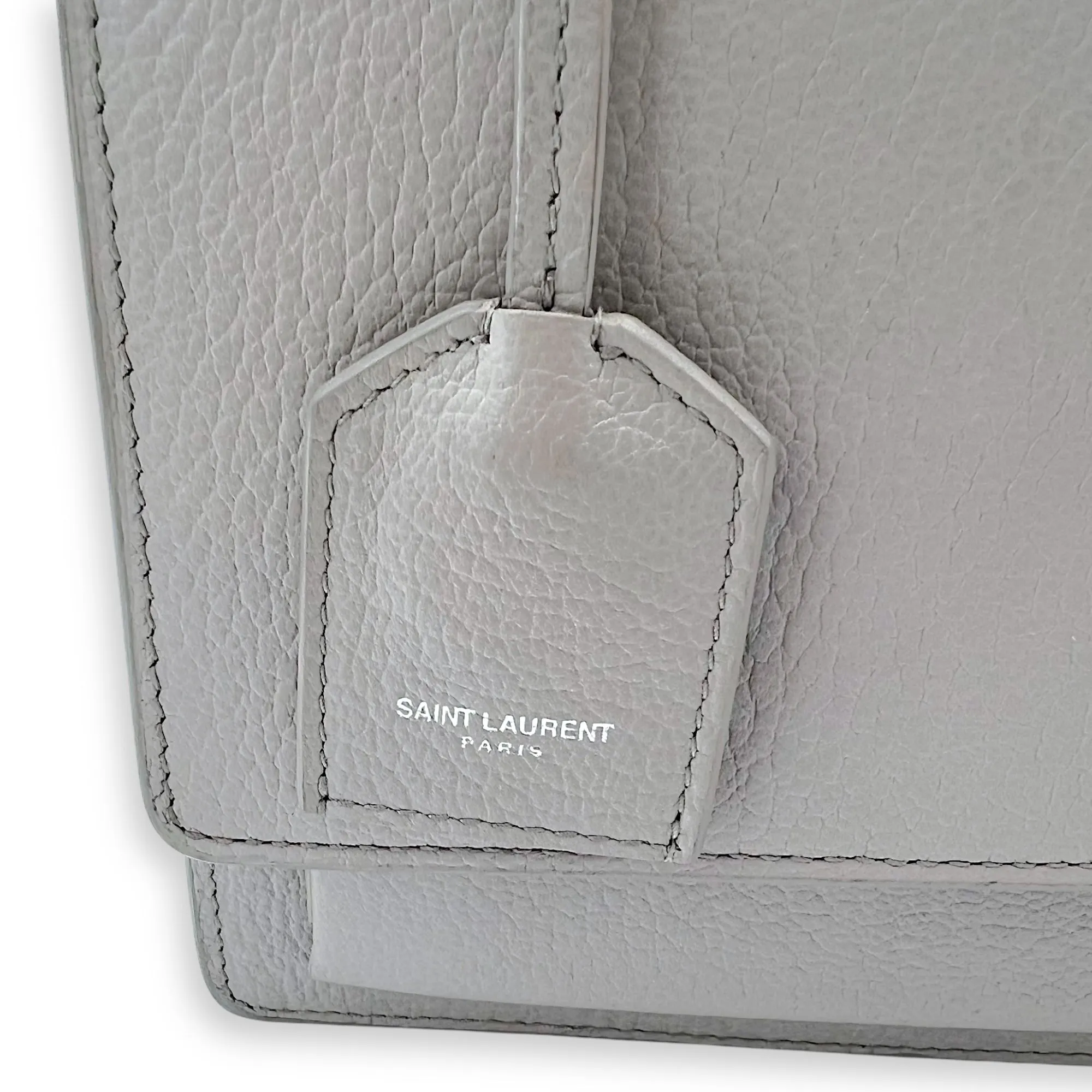 Sunset Medium Grey Shoulder Bag in Calfskin, Silver hardware