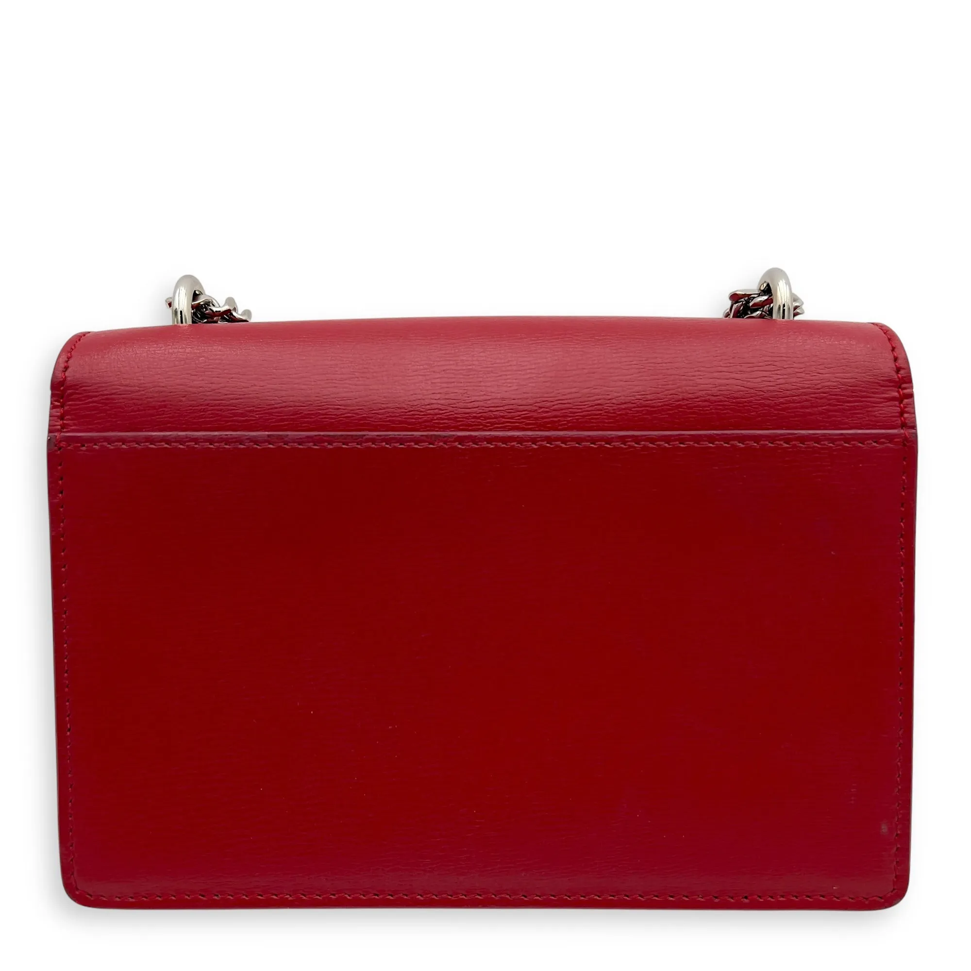 Sunset Mini Red Shoulder Bag in Calfskin, Silver hardware