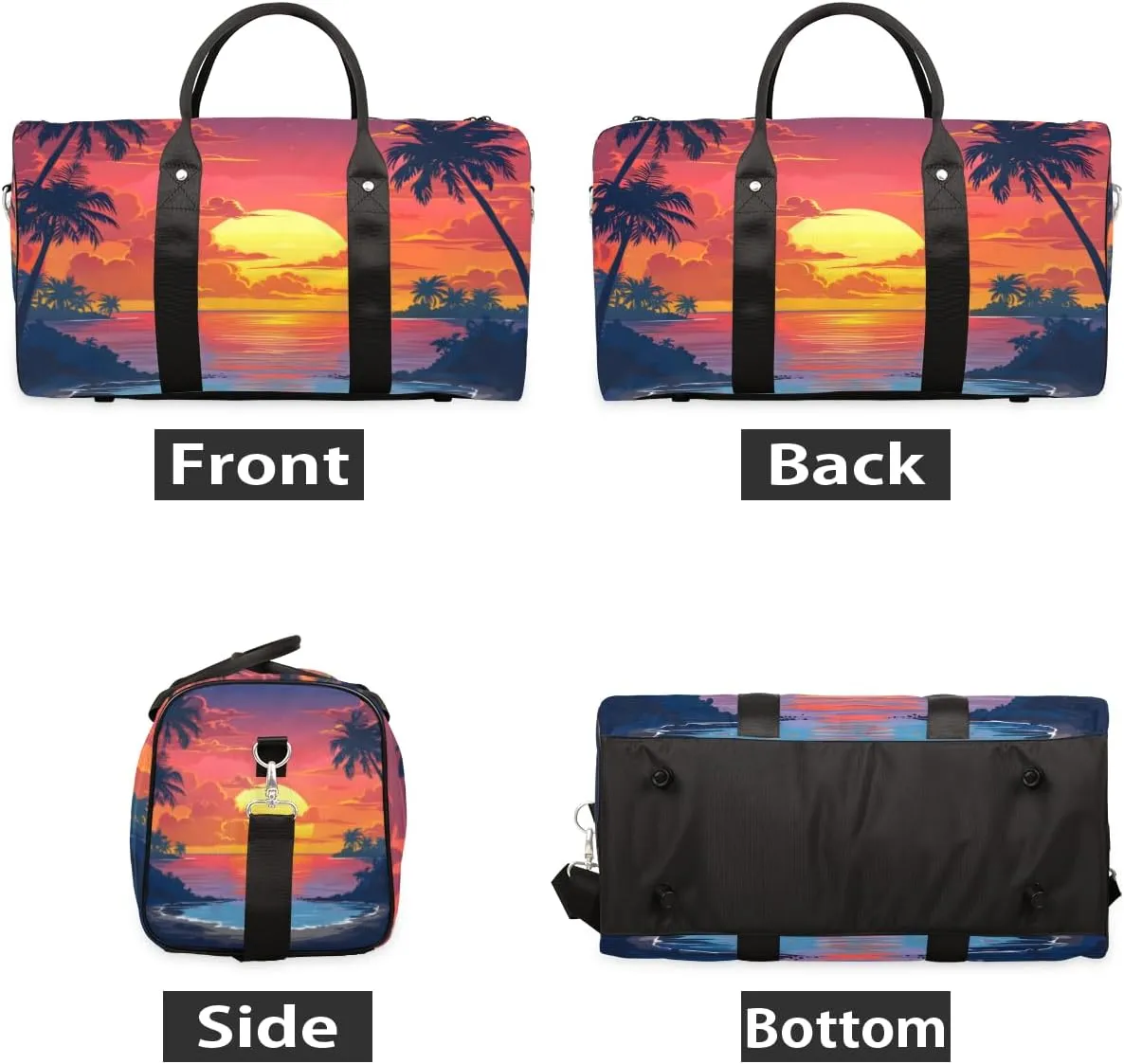 Sunset Scenery Travel Duffle Bag for Women Men Gym Duffel Foldable Bag Waterproof Weekender Nature Sea Duffle Tote