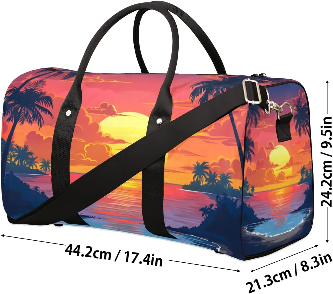 Sunset Scenery Travel Duffle Bag for Women Men Gym Duffel Foldable Bag Waterproof Weekender Nature Sea Duffle Tote