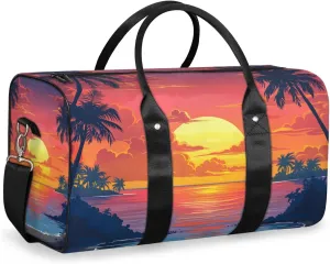 Sunset Scenery Travel Duffle Bag for Women Men Gym Duffel Foldable Bag Waterproof Weekender Nature Sea Duffle Tote
