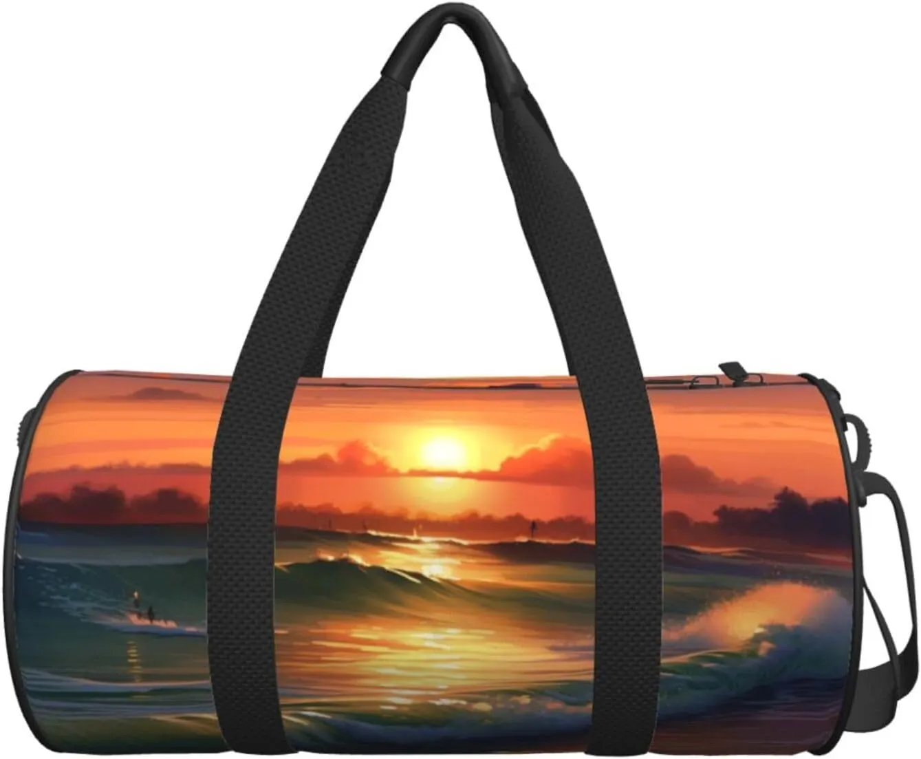 Sunset Seaside Travel Duffle Bag for Men Women Sport Gym Bag Foldable Weekender Bag Carry on Overnight Bag for Travel Swimming Basketball