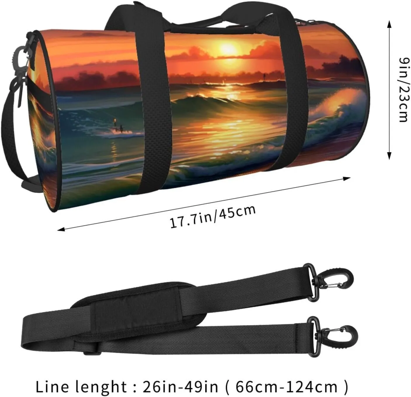 Sunset Seaside Travel Duffle Bag for Men Women Sport Gym Bag Foldable Weekender Bag Carry on Overnight Bag for Travel Swimming Basketball