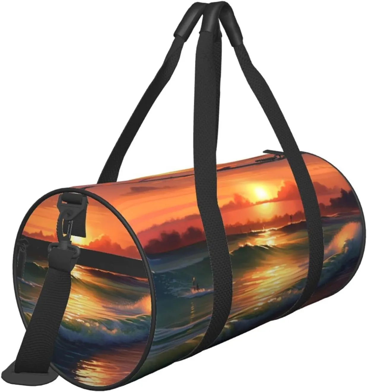 Sunset Seaside Travel Duffle Bag for Men Women Sport Gym Bag Foldable Weekender Bag Carry on Overnight Bag for Travel Swimming Basketball