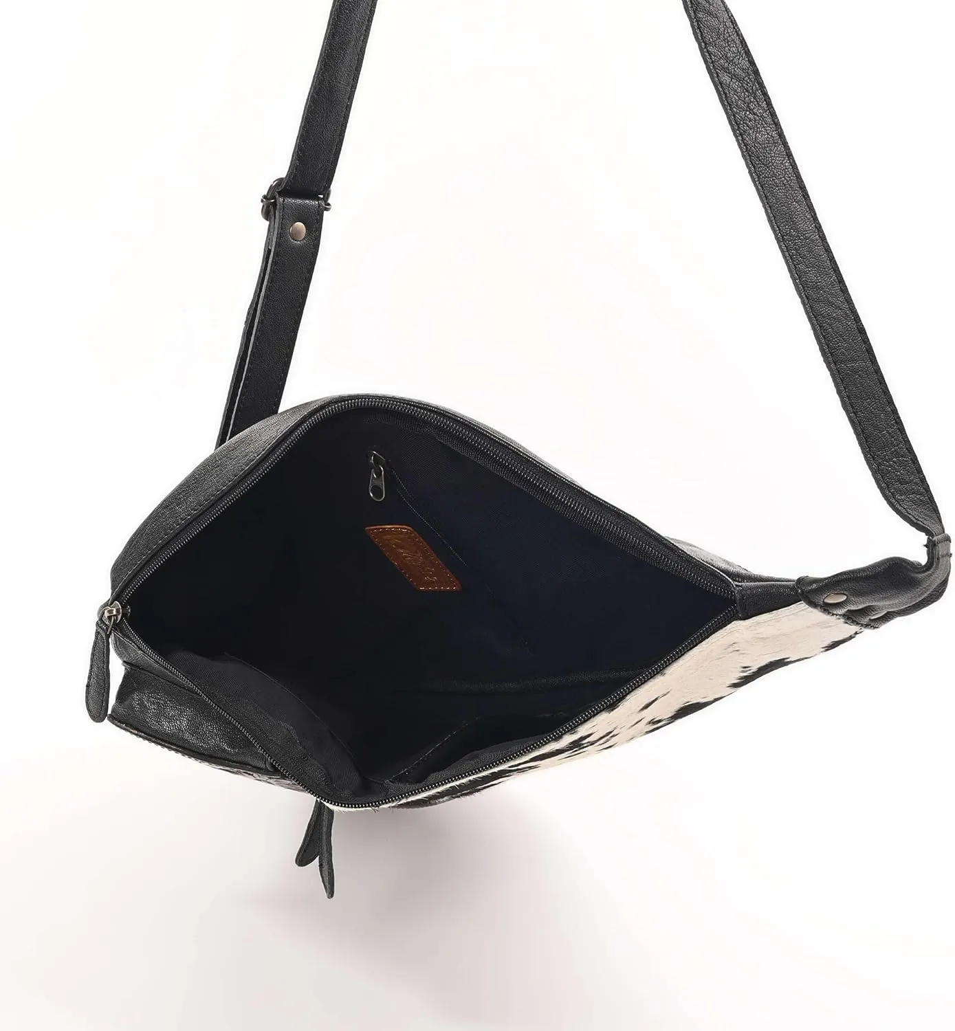 Sunset Serenade Sling Cowhide Hair on Crossbody Bag - Hand Tooled Unisex Sling Backpack