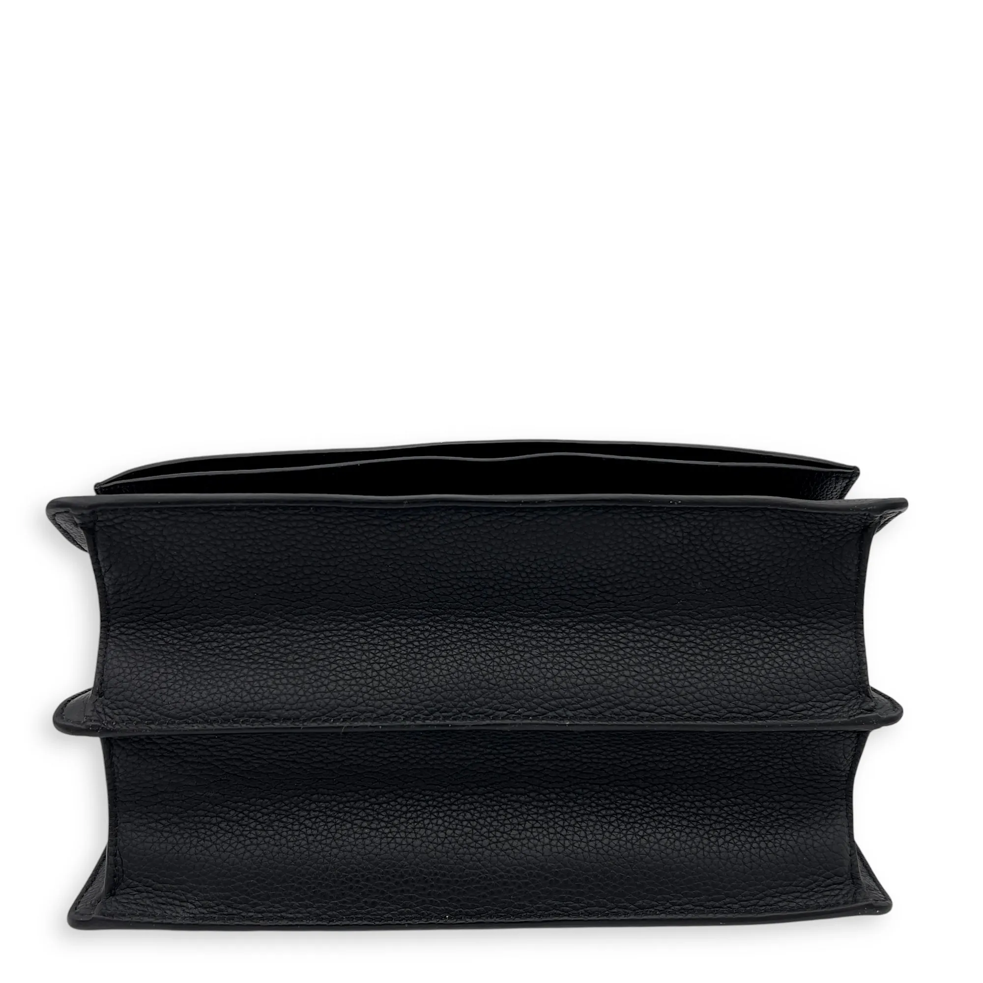 Sunset Shoulder Bag Black in Calfskin, Silver hardware