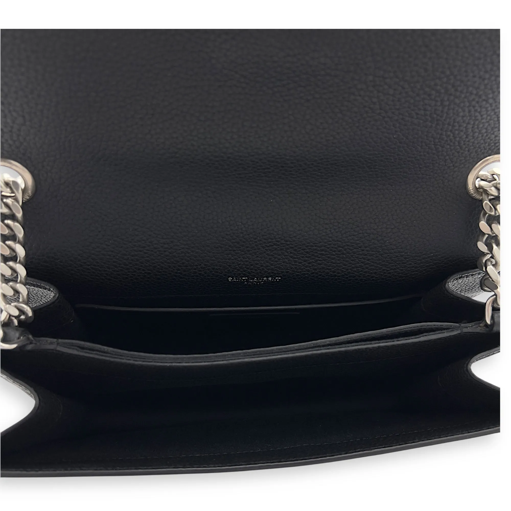 Sunset Shoulder Bag Black in Calfskin, Silver hardware