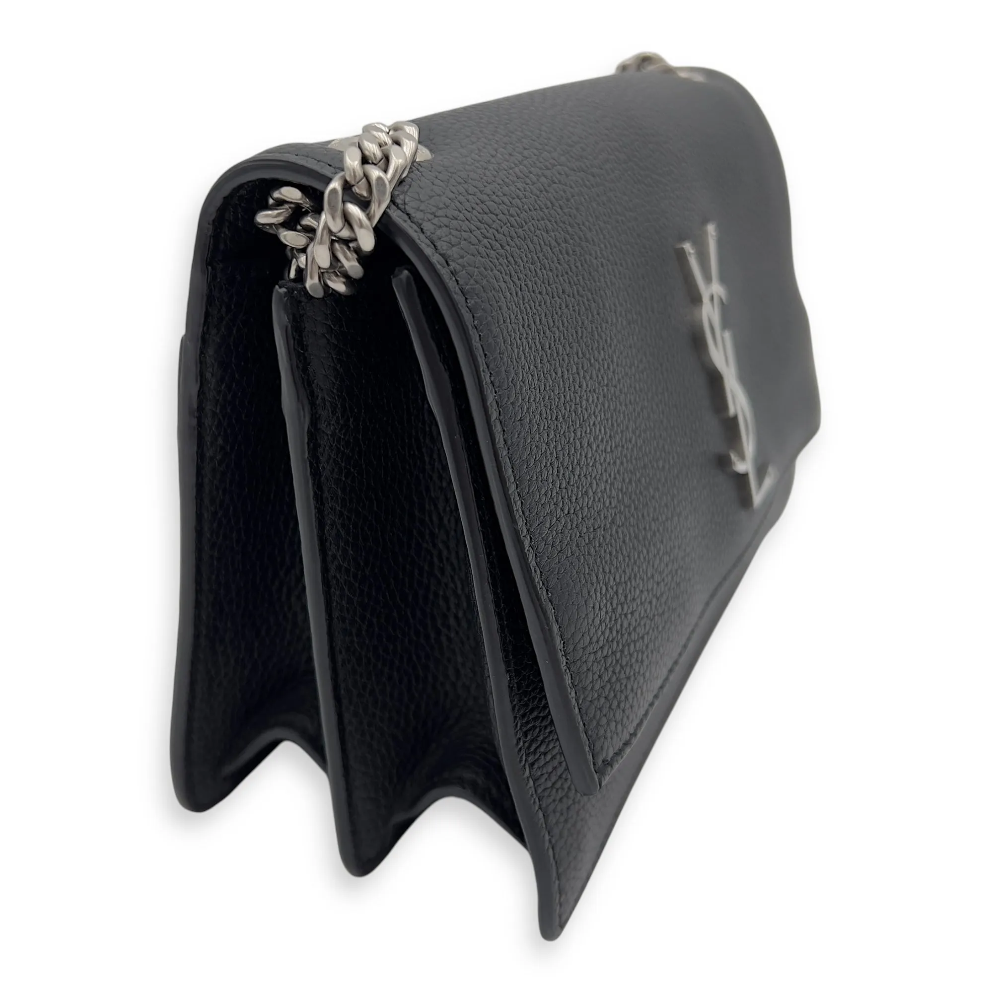 Sunset Shoulder Bag Black in Calfskin, Silver hardware