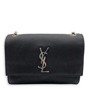 Sunset Shoulder Bag Black in Calfskin, Silver hardware