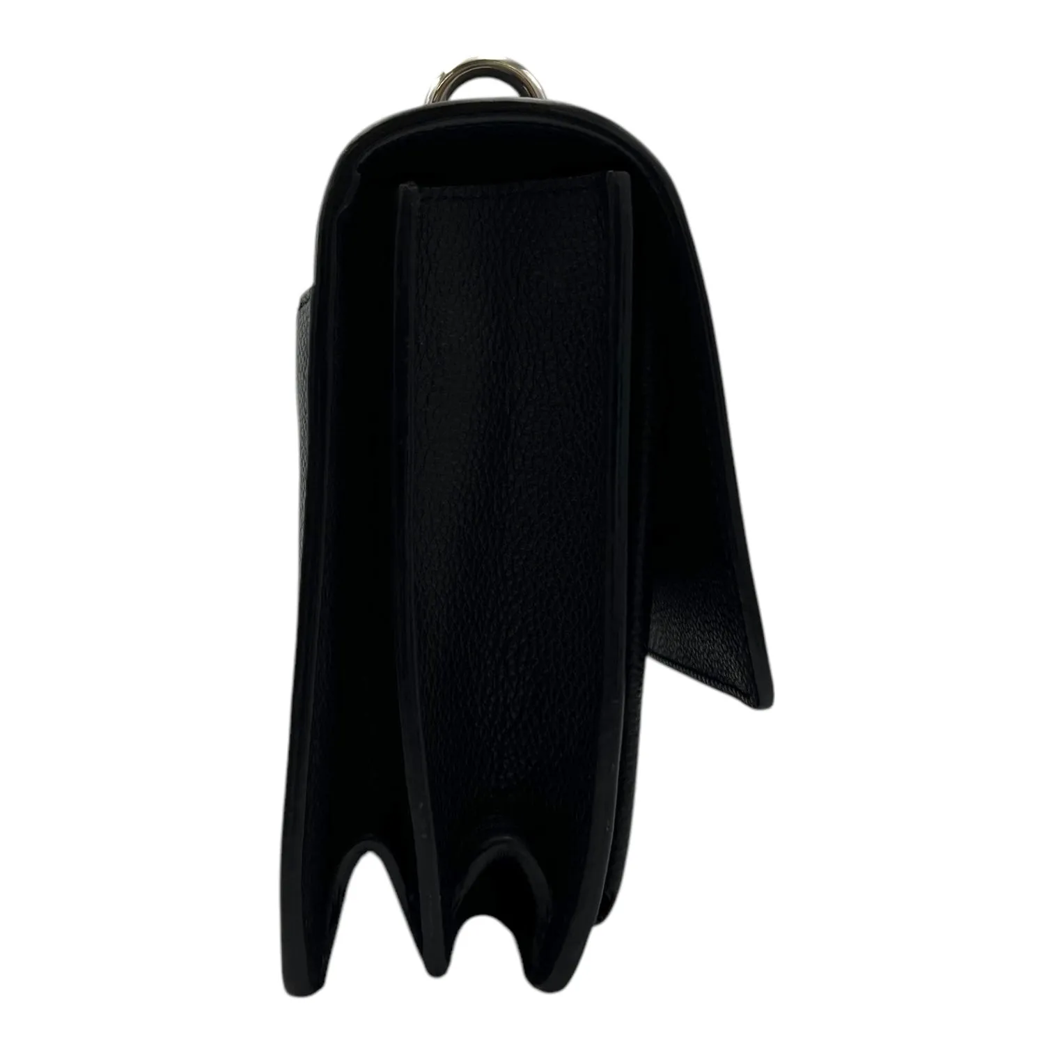 Sunset Shoulder Bag Black in Calfskin, Silver hardware