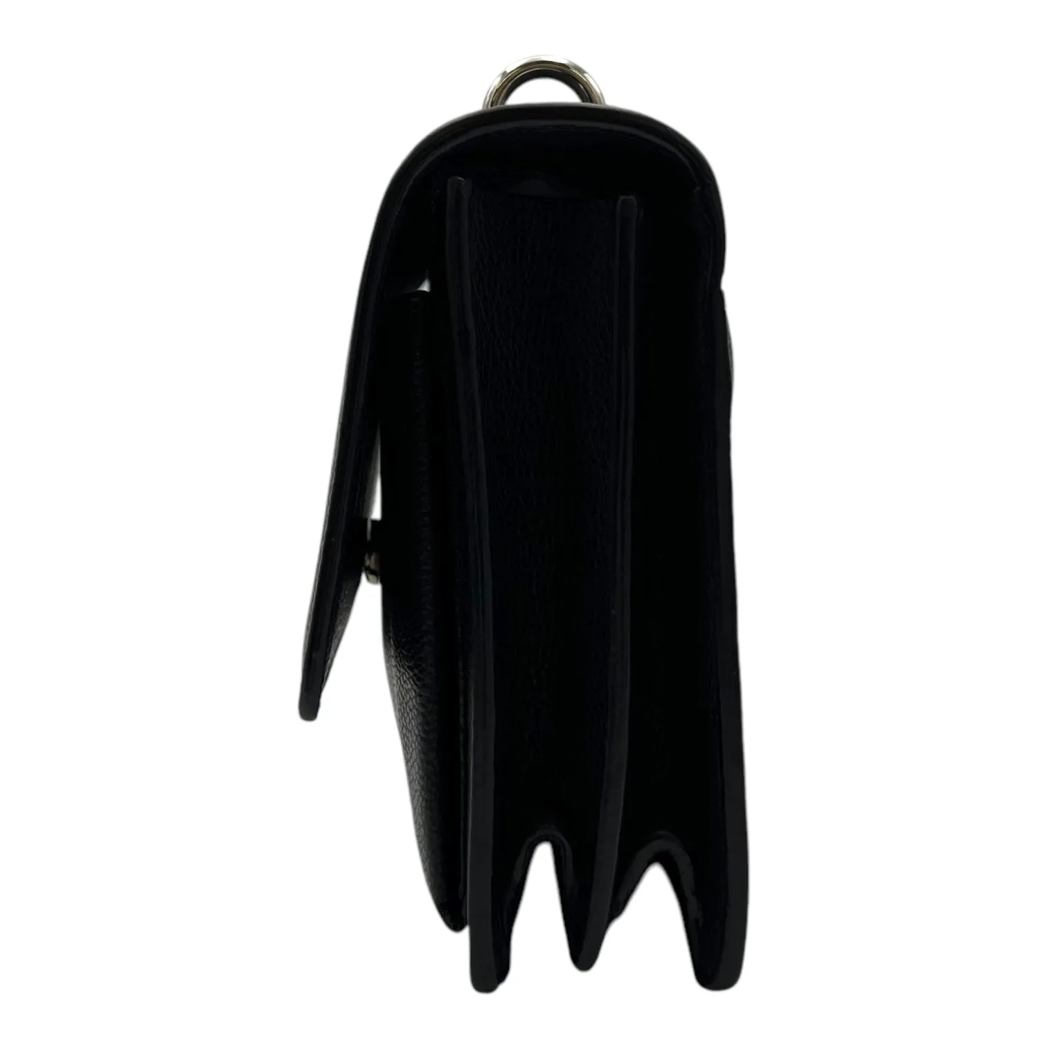 Sunset Shoulder Bag Black in Calfskin, Silver hardware