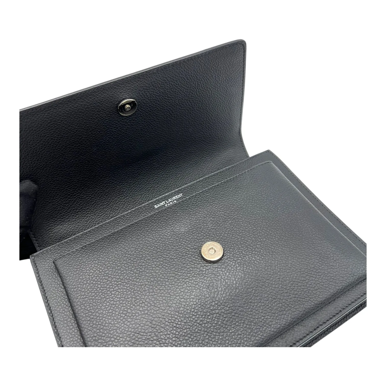 Sunset Shoulder Bag Black in Calfskin, Silver hardware