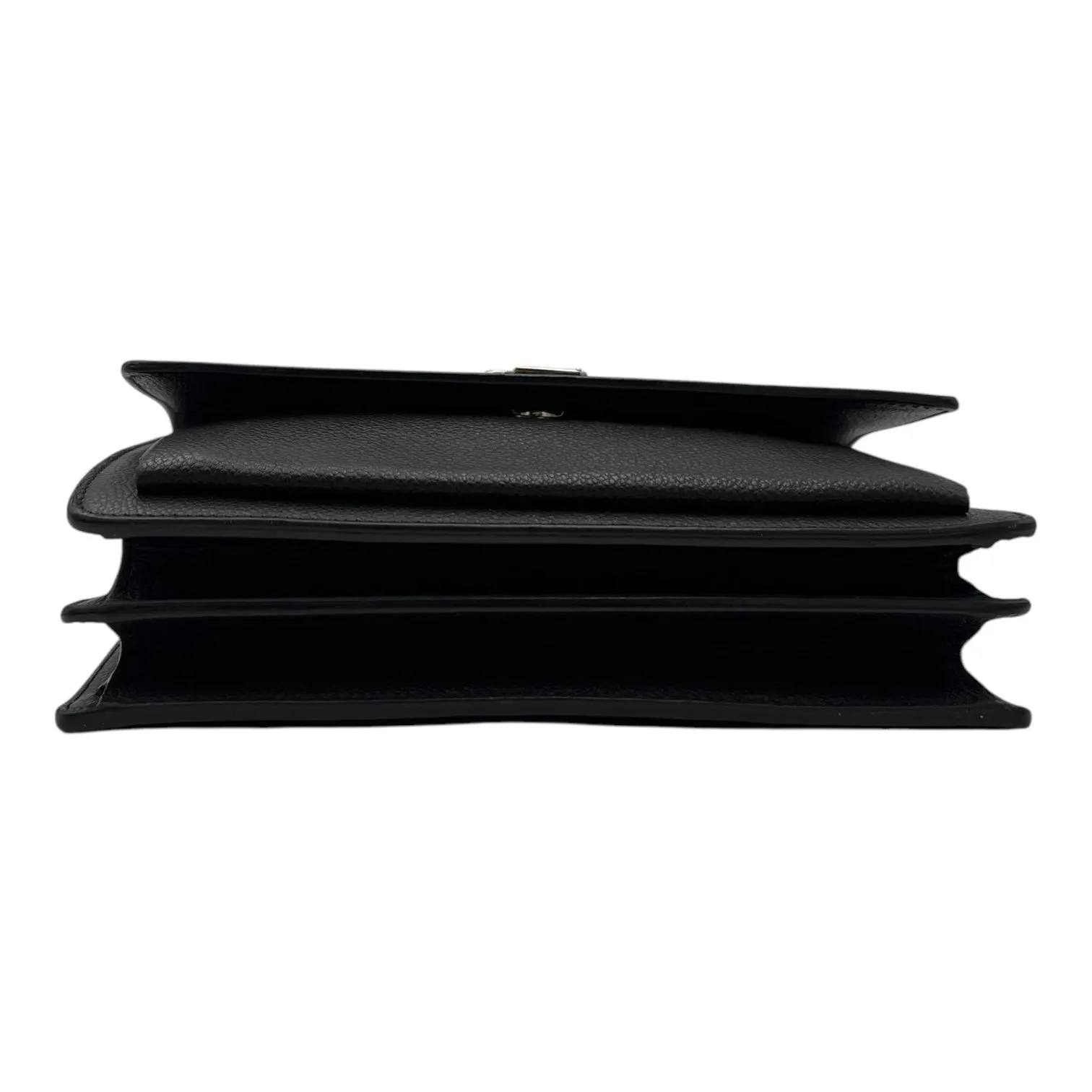Sunset Shoulder Bag Black in Calfskin, Silver hardware