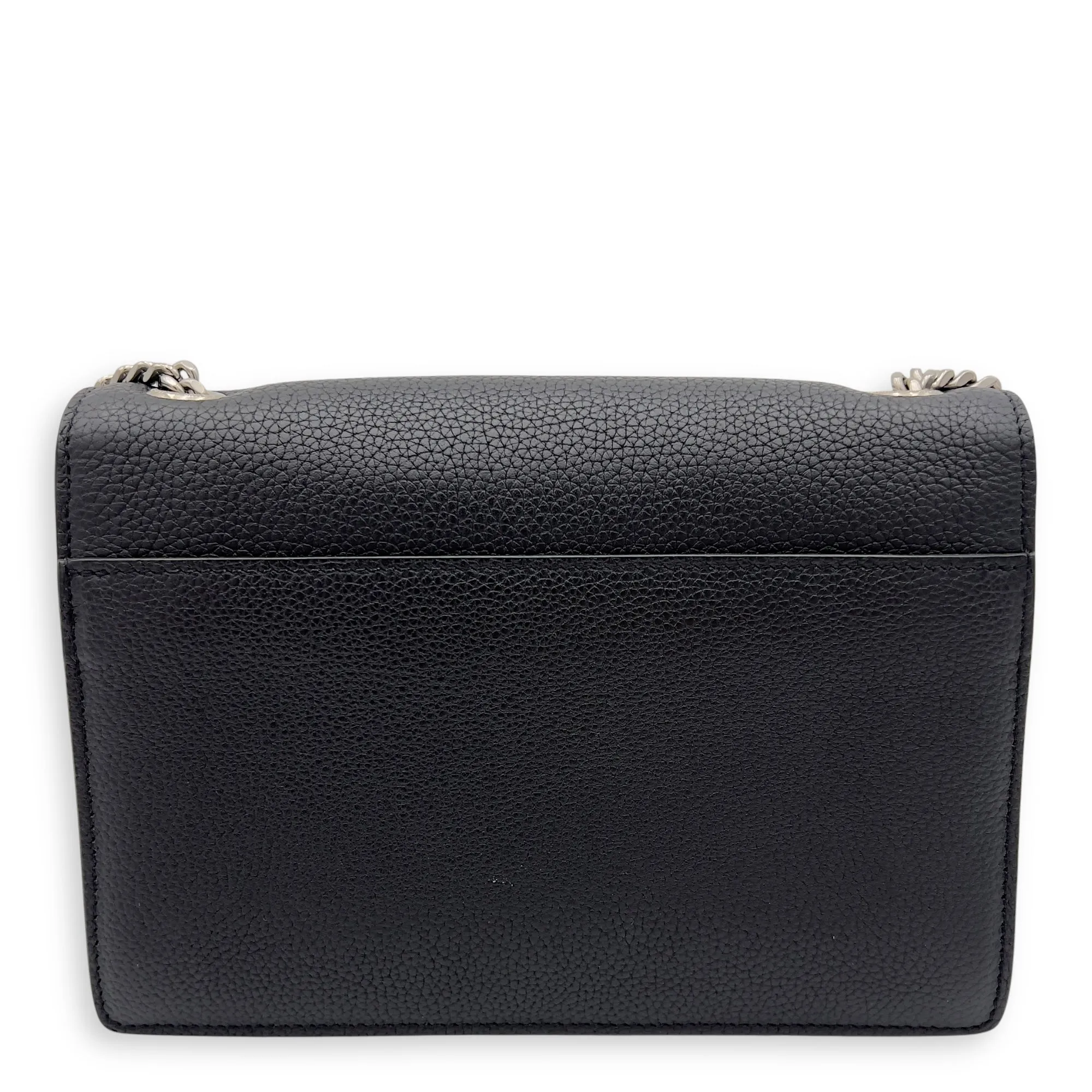 Sunset Shoulder Bag Black in Calfskin, Silver hardware