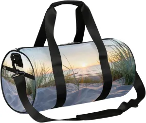Sunset Sports Gym Bag Duffel Bags Workout Lightweight Shoulder Weekender Bag Travel Duffel Bag for Men Women(Sandy Beach)