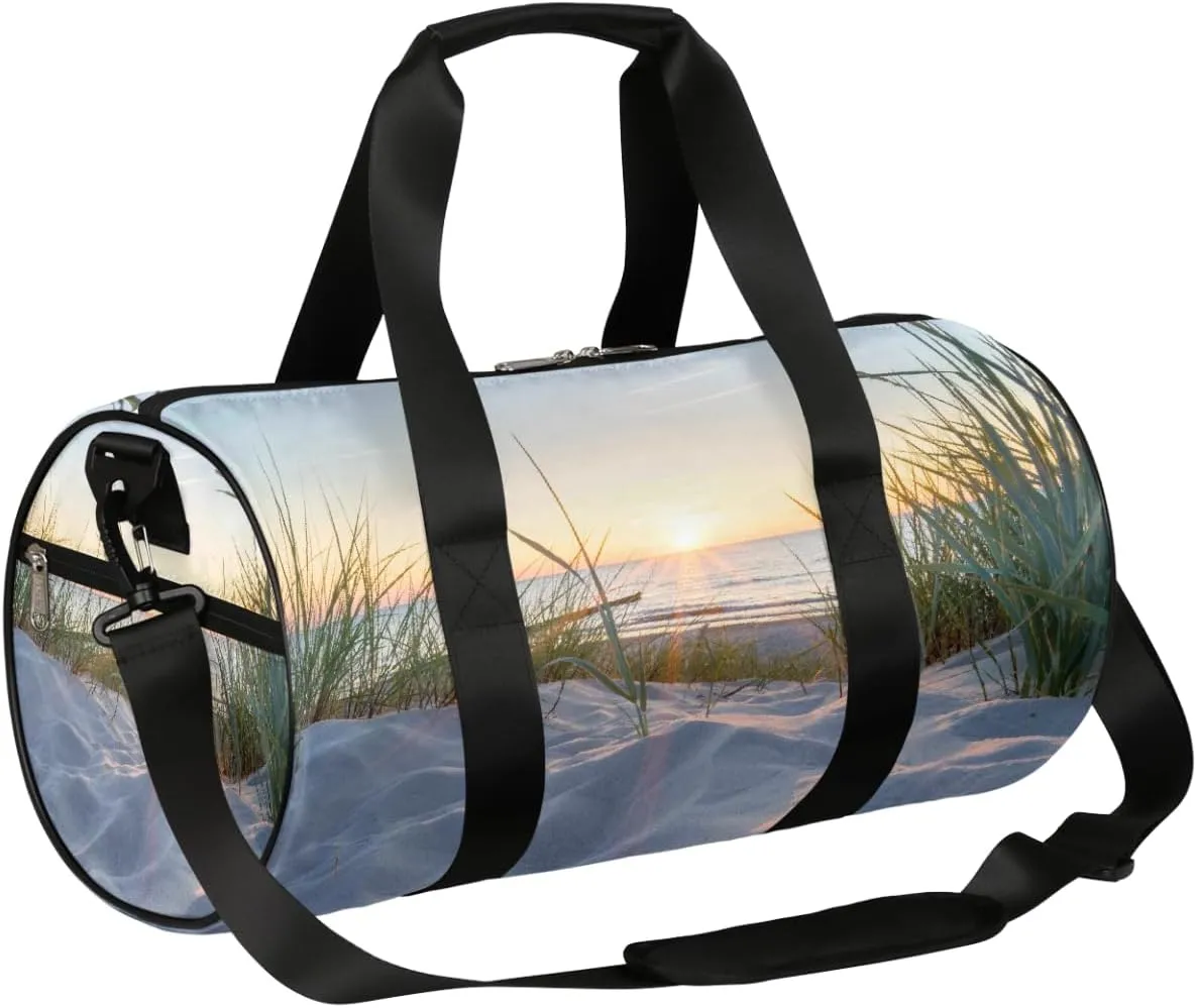 Sunset Sports Gym Bag Duffel Bags Workout Lightweight Shoulder Weekender Bag Travel Duffel Bag for Men Women(Sandy Beach)