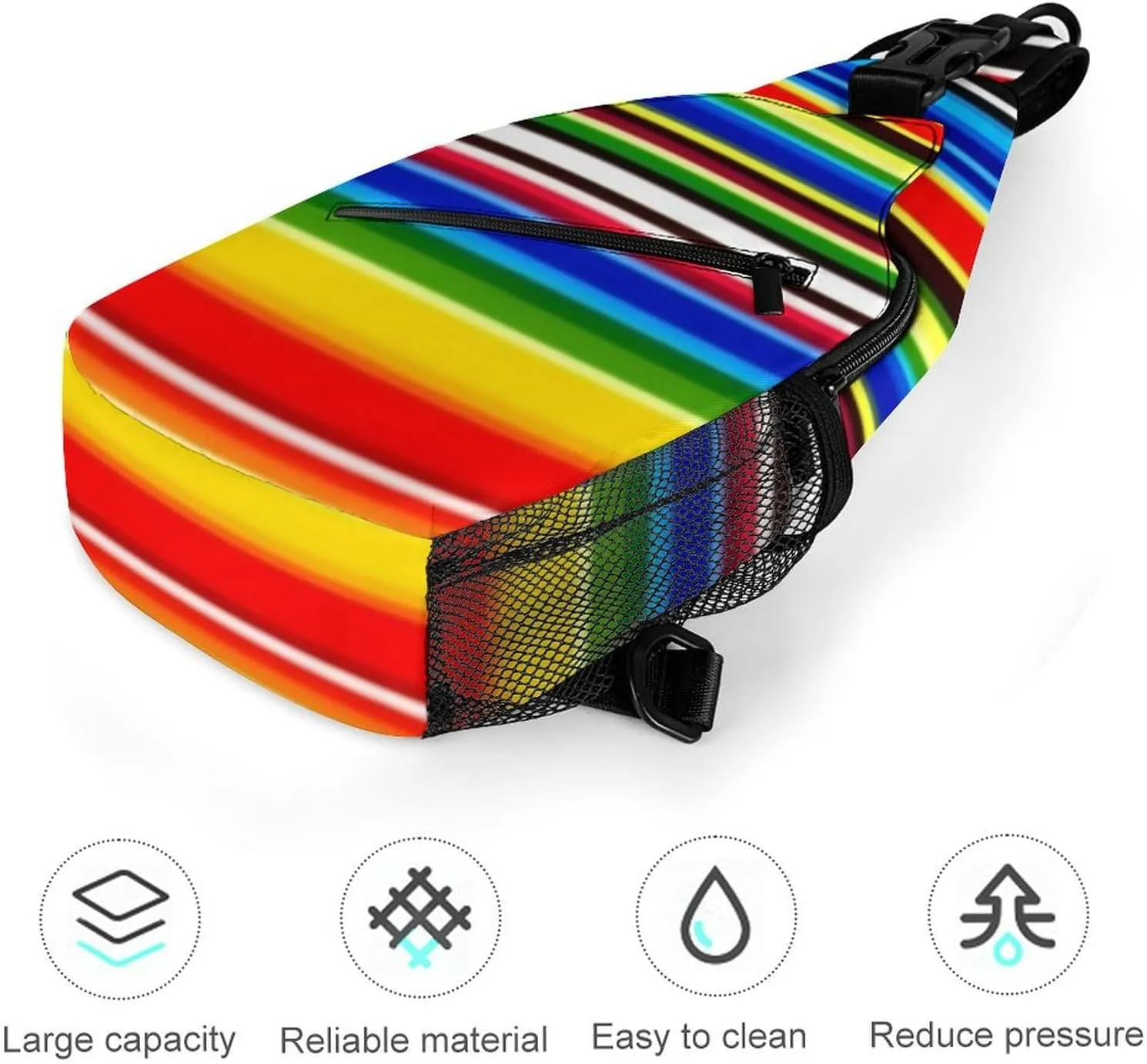 Supdreamc Sling Shoulder Backpack for Men Women Multipurpose Anti-Theft Gym Bags Sack Daypack Outdoor Backpack Carry On Bag, Mexican Blanket Stripes Shoulder Crossbody Bag Chest Pack