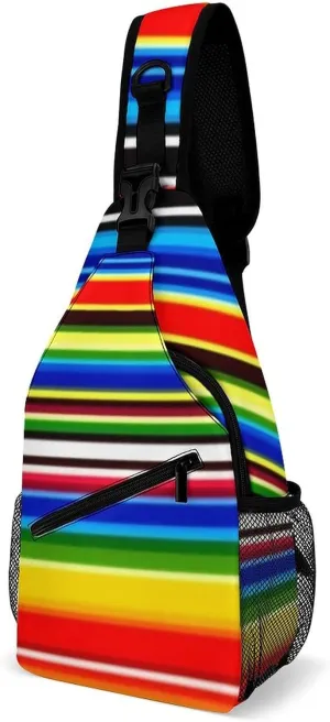 Supdreamc Sling Shoulder Backpack for Men Women Multipurpose Anti-Theft Gym Bags Sack Daypack Outdoor Backpack Carry On Bag, Mexican Blanket Stripes Shoulder Crossbody Bag Chest Pack