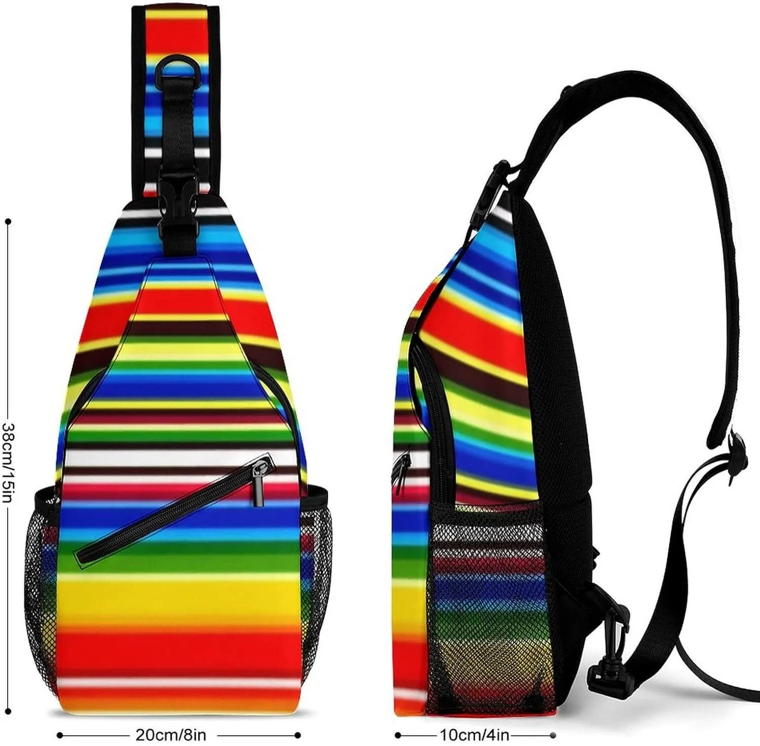 Supdreamc Sling Shoulder Backpack for Men Women Multipurpose Anti-Theft Gym Bags Sack Daypack Outdoor Backpack Carry On Bag, Mexican Blanket Stripes Shoulder Crossbody Bag Chest Pack