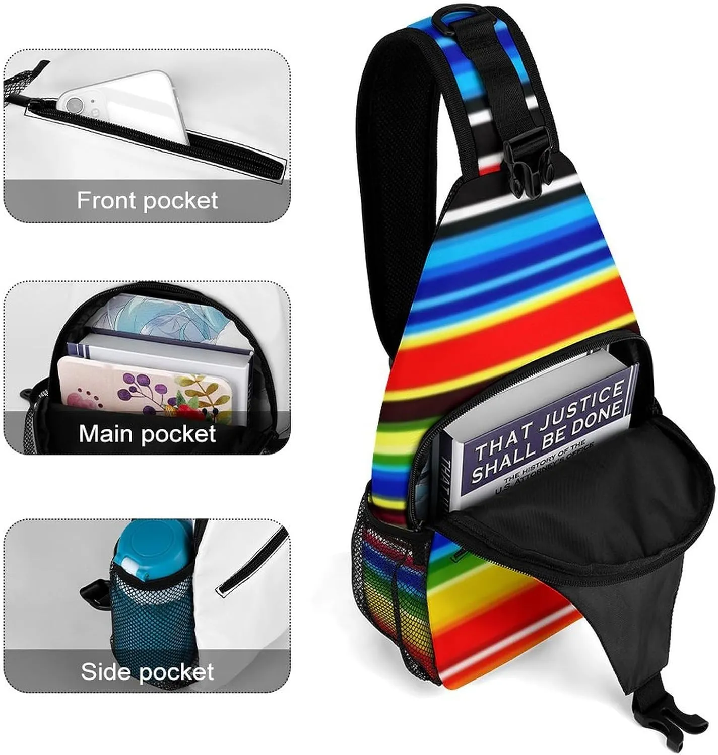 Supdreamc Sling Shoulder Backpack for Men Women Multipurpose Anti-Theft Gym Bags Sack Daypack Outdoor Backpack Carry On Bag, Mexican Blanket Stripes Shoulder Crossbody Bag Chest Pack