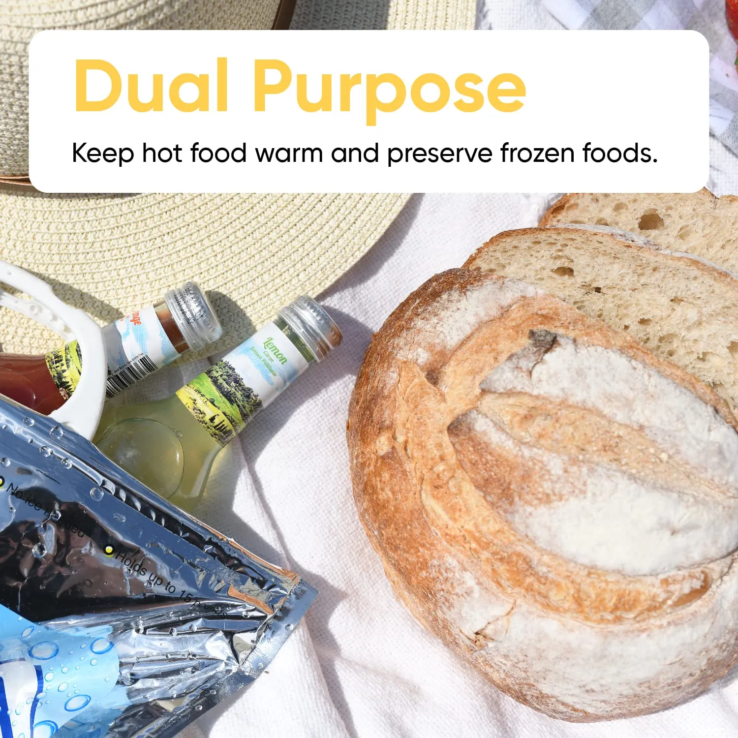Superio Hot and Cold Insulated Bags for Food Delivery, Grocery Shopping Bags, Food Storage for Hot and Frozen Food for Travel, Disposable Cooler Bag, Reinforced Thermal Lunch Bag (10, 15.5"x13")