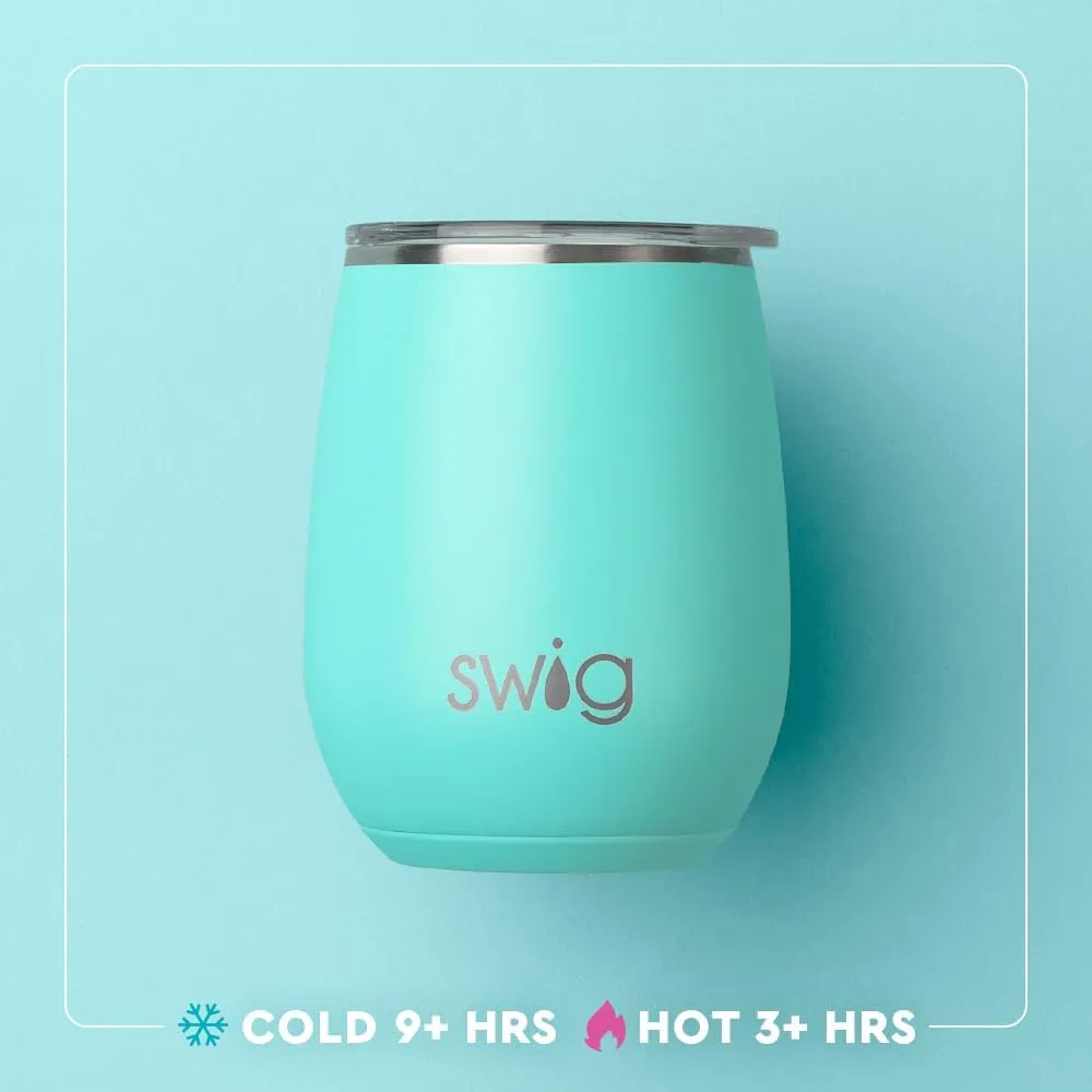 Swig Life 14oz Wine Tumbler with Lid, Stainless Steel, Dishwasher Safe, Portable, Triple Insulated Wine Cup, Glitter Tumbler, Glitter Gifts (Confetti)