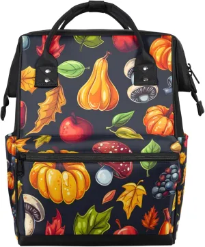 Tavisto Autumn Harvest Double Shoulder Mommy Bag for Women, Polyester Large Capacity Diaper Backpack with Multi Pockets, Waterproof Adjustable Straps Diaper Bag for Moms Dads, 11''×7''×15.7''