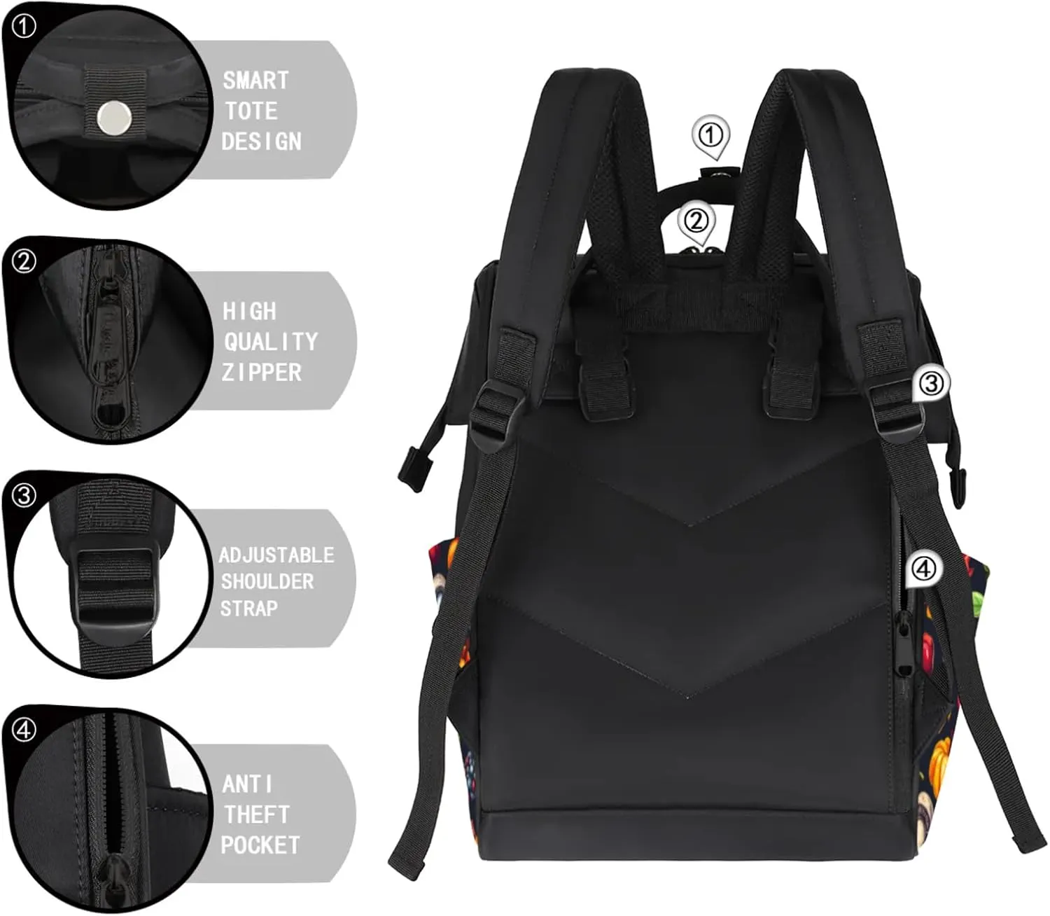 Tavisto Autumn Harvest Double Shoulder Mommy Bag for Women, Polyester Large Capacity Diaper Backpack with Multi Pockets, Waterproof Adjustable Straps Diaper Bag for Moms Dads, 11''×7''×15.7''