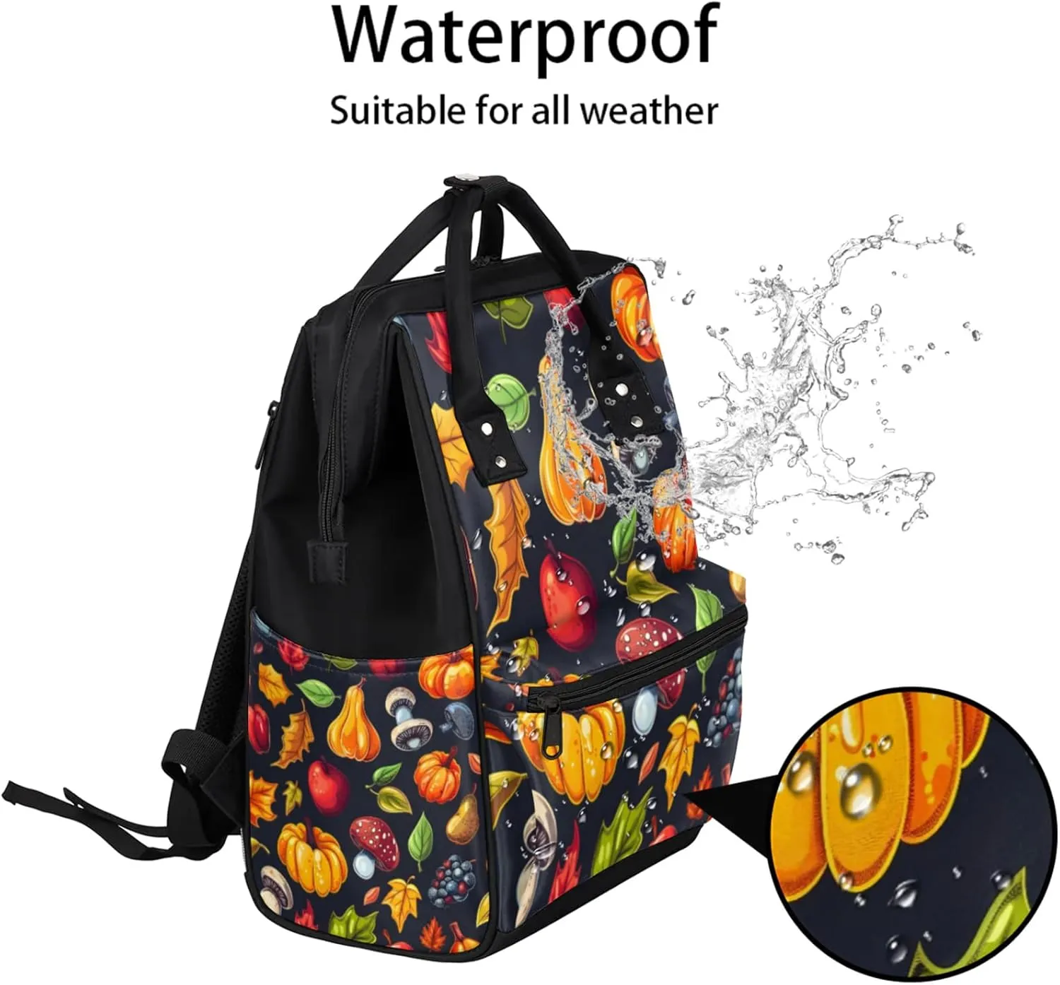 Tavisto Autumn Harvest Double Shoulder Mommy Bag for Women, Polyester Large Capacity Diaper Backpack with Multi Pockets, Waterproof Adjustable Straps Diaper Bag for Moms Dads, 11''×7''×15.7''
