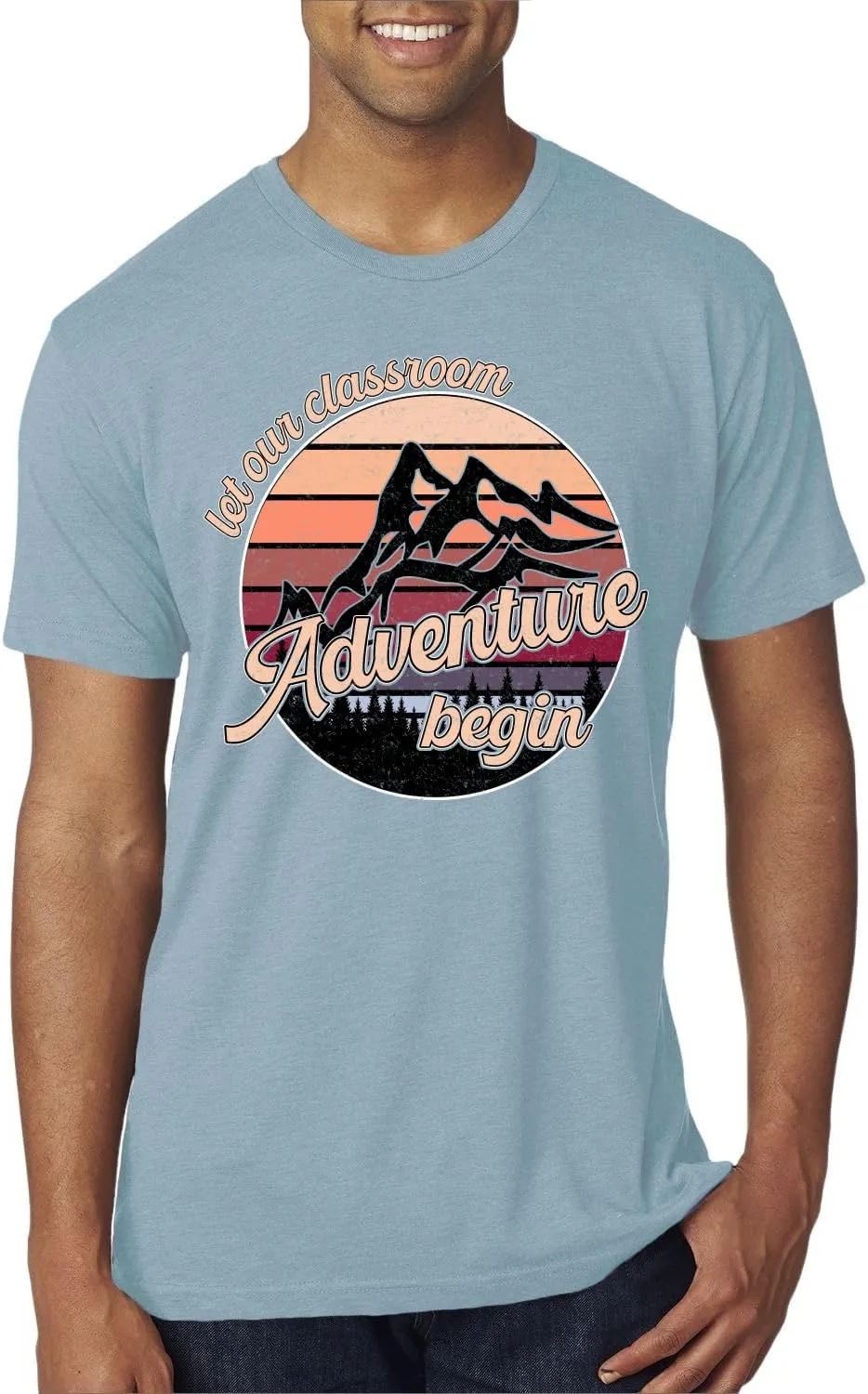 Teacher Classroom Adventure Begins Sunset Pop Culture Mens Premium Tri Blend T-Shirt
