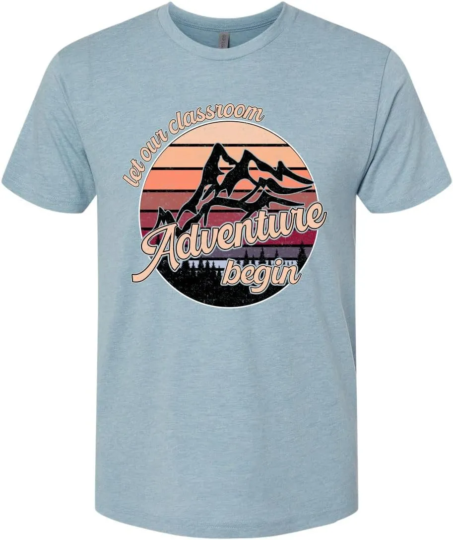 Teacher Classroom Adventure Begins Sunset Pop Culture Mens Premium Tri Blend T-Shirt