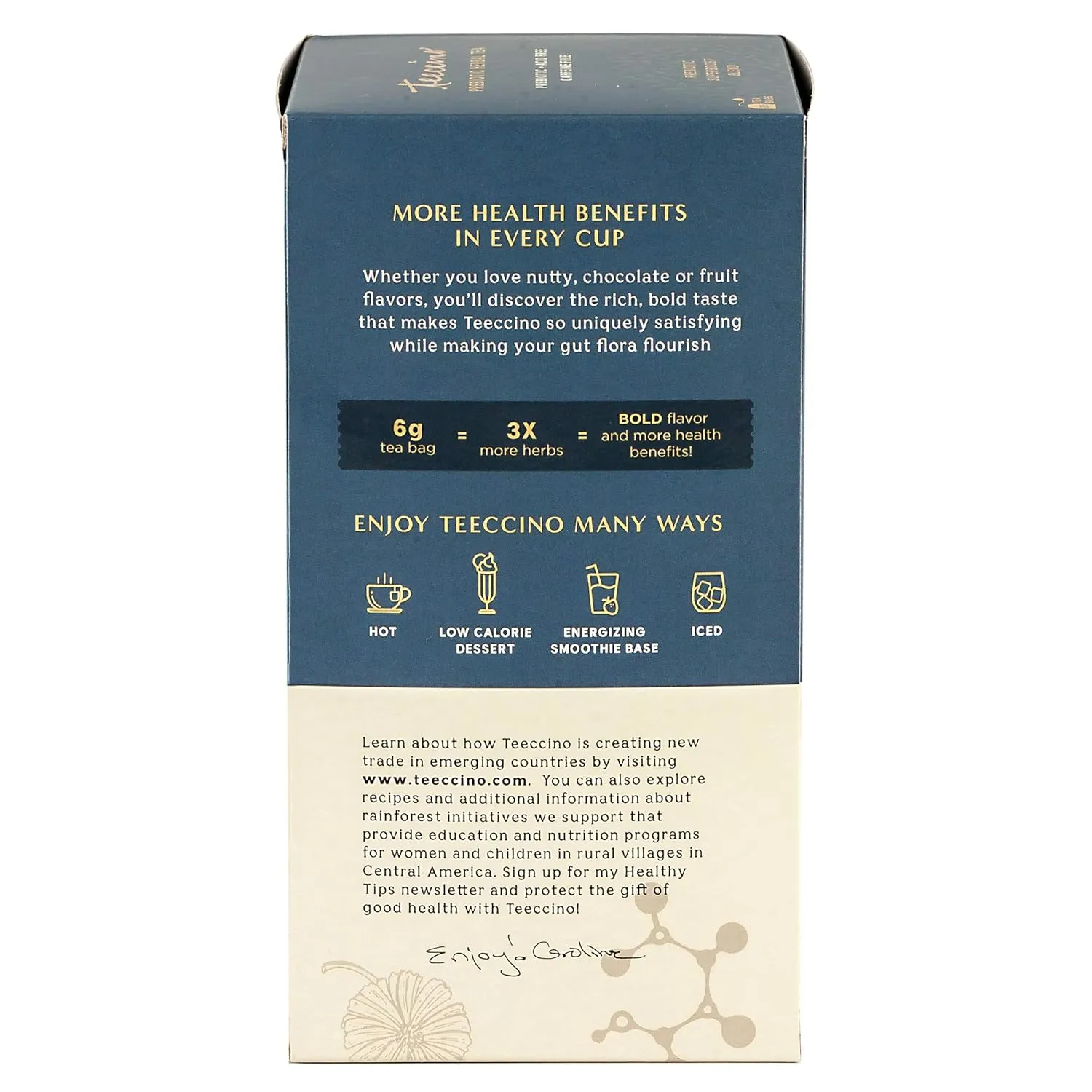 Teeccino Mango Lemon Balm - Prebiotic SuperBoost™ Herbal Tea - Support Your Probiotics with Vegan GOS & Organic XOS For Good Gut Health - Caffeine-Free, 25 Tea Bags