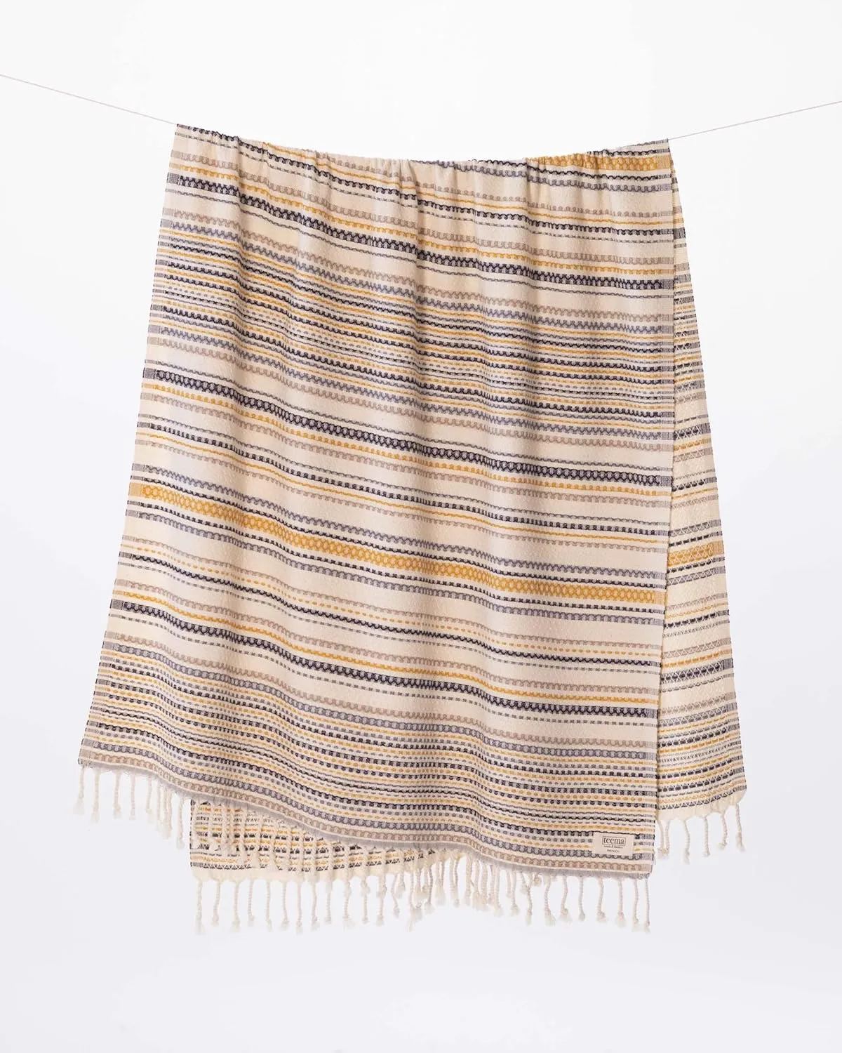 Teema Large Turkish Beach Towel - 100% Turkish Cotton - Sand Free - Fast Drying - Versatile and Multi-Use - The Shoreline (Tan)