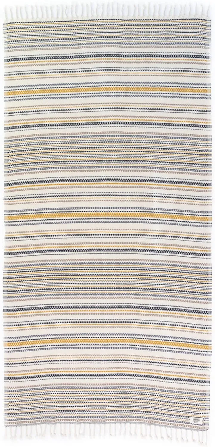 Teema Large Turkish Beach Towel - 100% Turkish Cotton - Sand Free - Fast Drying - Versatile and Multi-Use - The Shoreline (Tan)